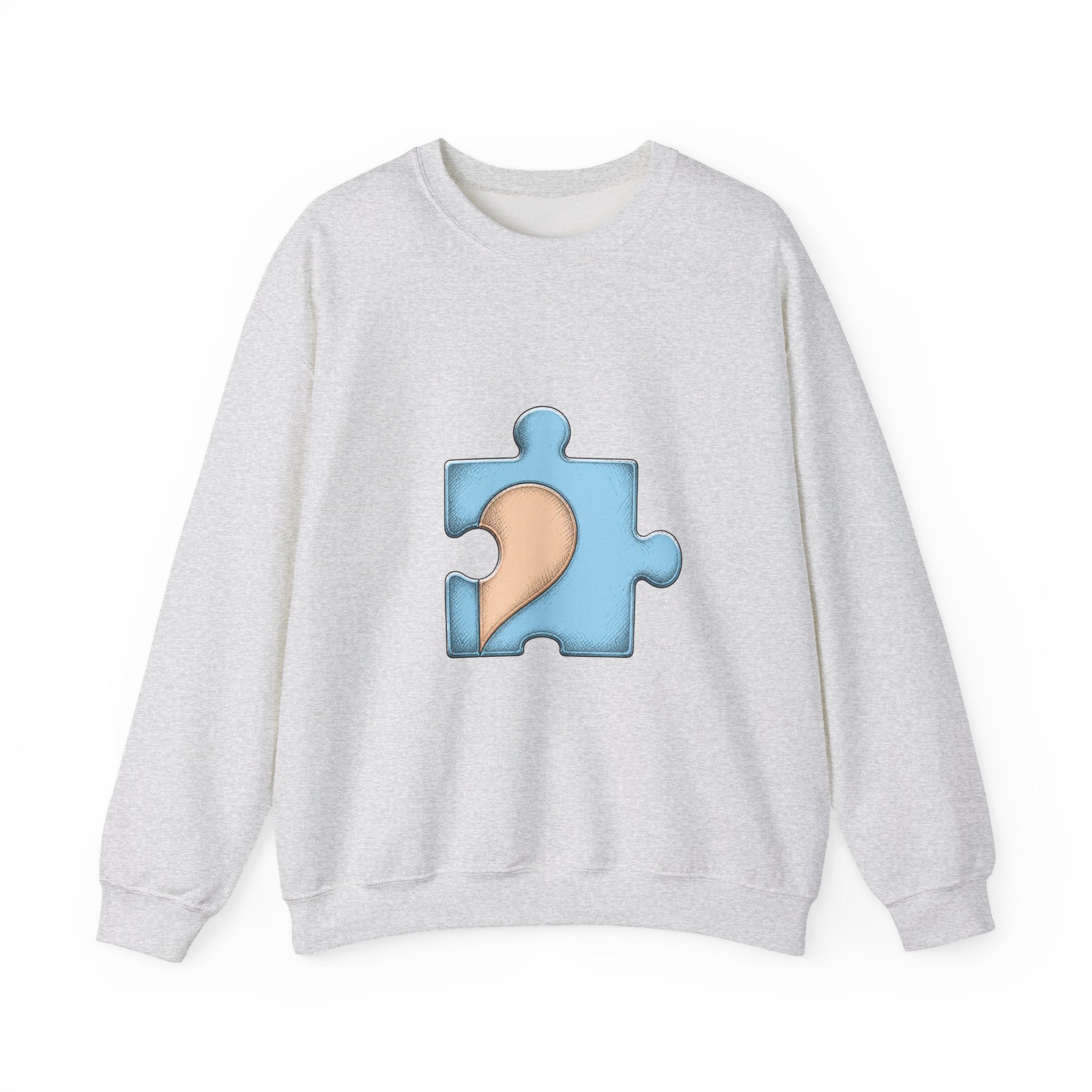 Matching Couple Sweatshirt - Puzzle Pieces Matching Couple Crewneck Sweatshirt Hand-Drawn Art His Hers Best Friend Gift - Design B