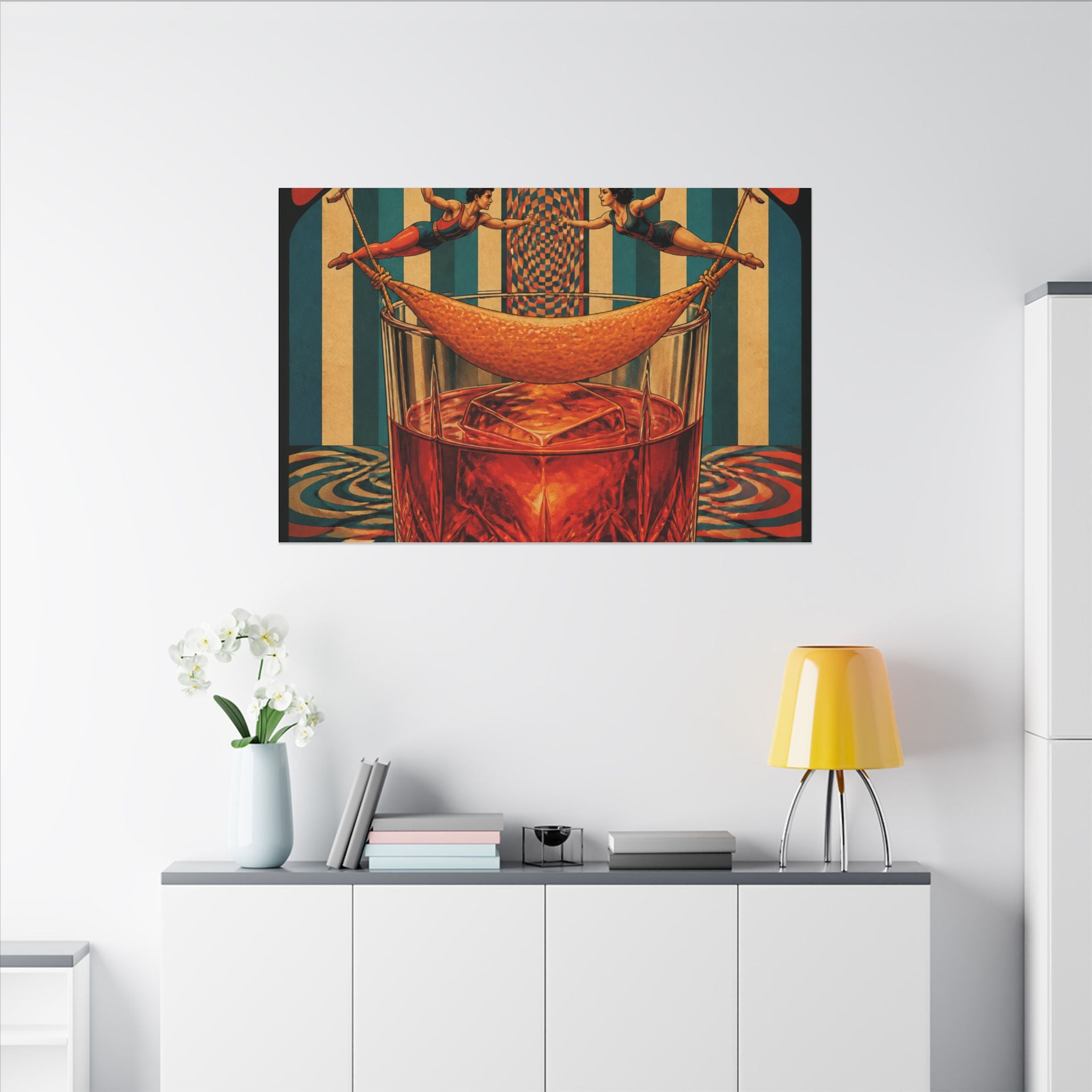 Negroni Trapeze Act Wall Art Canvas 16×20 Psychedelic Cafe Decor Maximalist Print