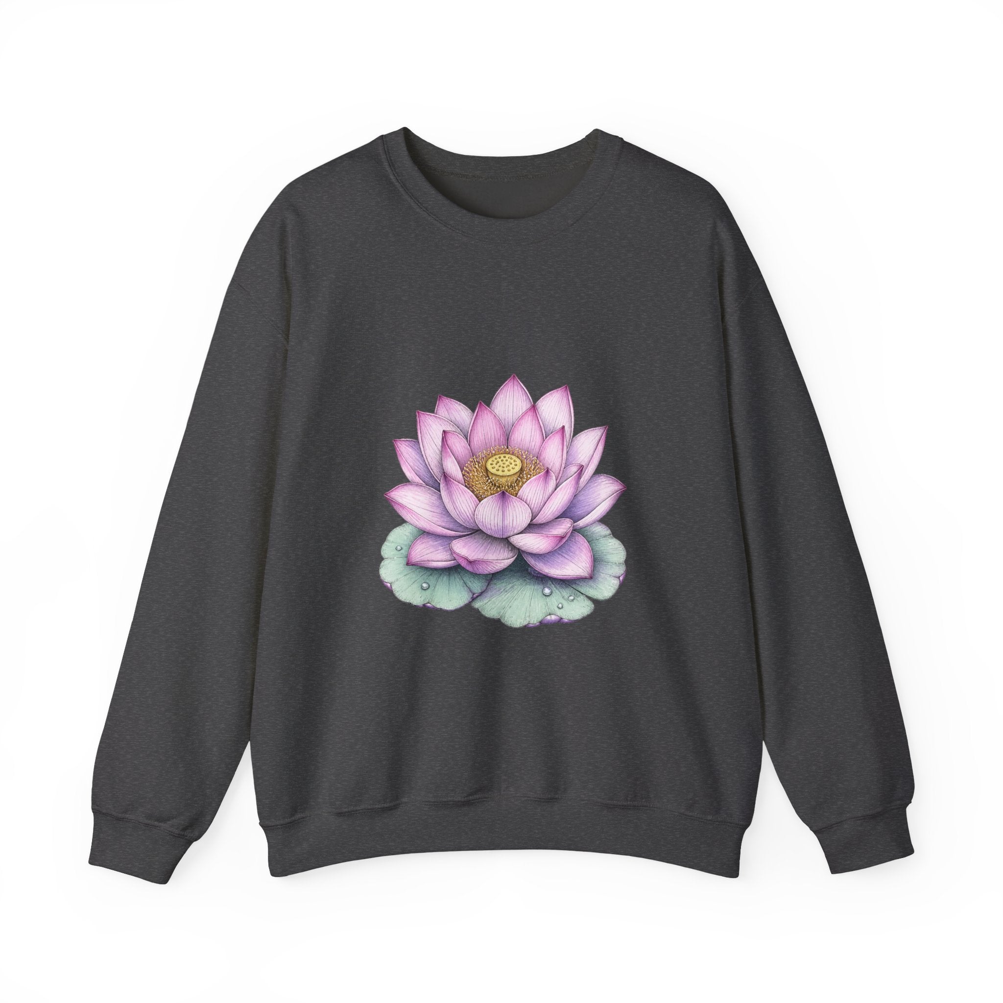 Matching Couple Sweatshirt - Open & Closed Lotus Matching Couple Crewneck Sweatshirt Hand-Drawn Art His Hers Best Friend Gift - Design A