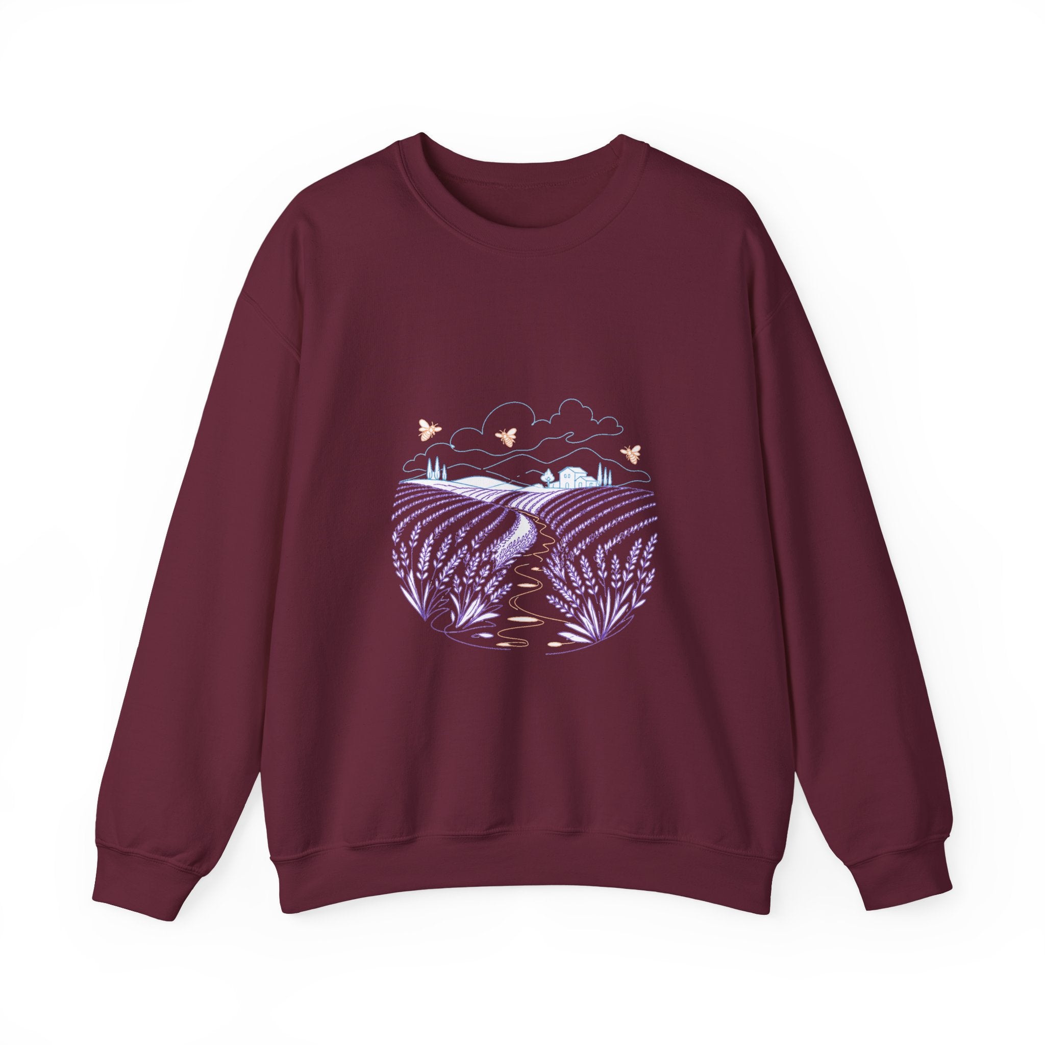 Matching Couple Sweatshirt - Lavender Fields & Canyon Matching Couple Comfort Colors Crew Minimalist Art His Hers Christmas Gift - Design A