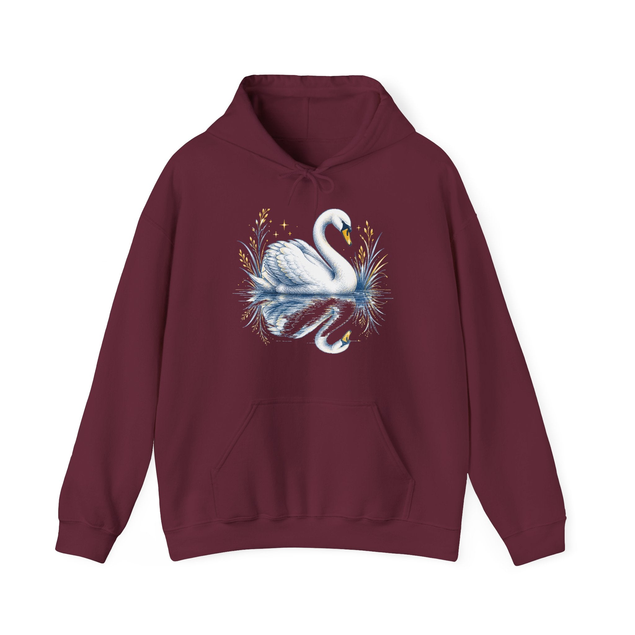 Matching Couple Sweatshirt - Raven & Swan Matching Couple Hooded Sweatshirt Hand-Drawn Art His Hers Best Friend Gift - Design B
