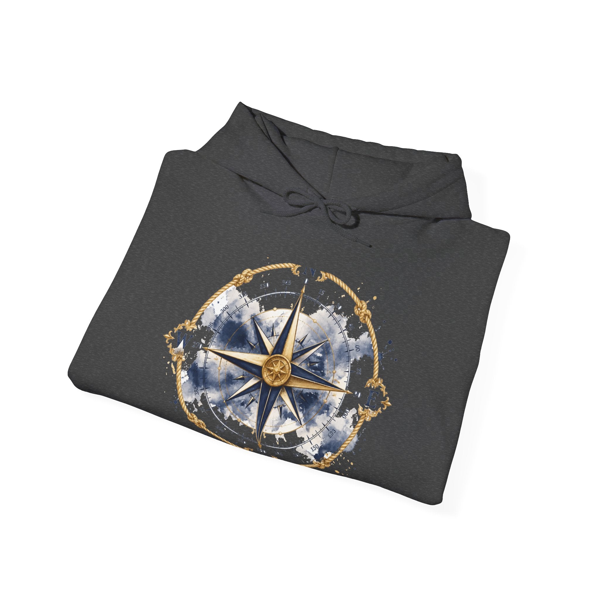 Matching Couple Sweatshirt - Compass North & South Matching Couple Hooded Sweatshirt Watercolor Art His Hers Engagement Gift - Design A