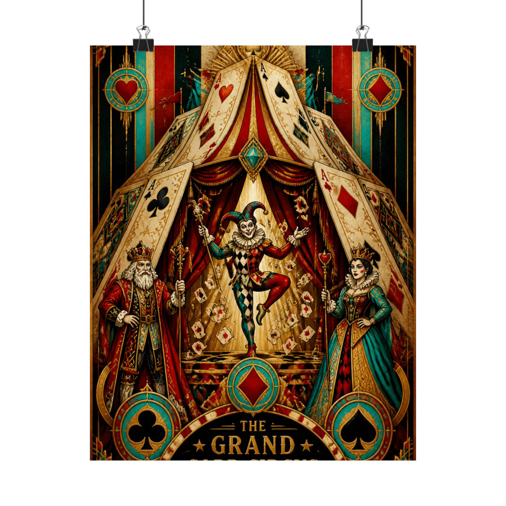 Playing Cards Tent Wall Art Poster 18×24 Art Deco Entryway Decor Maximalist Print
