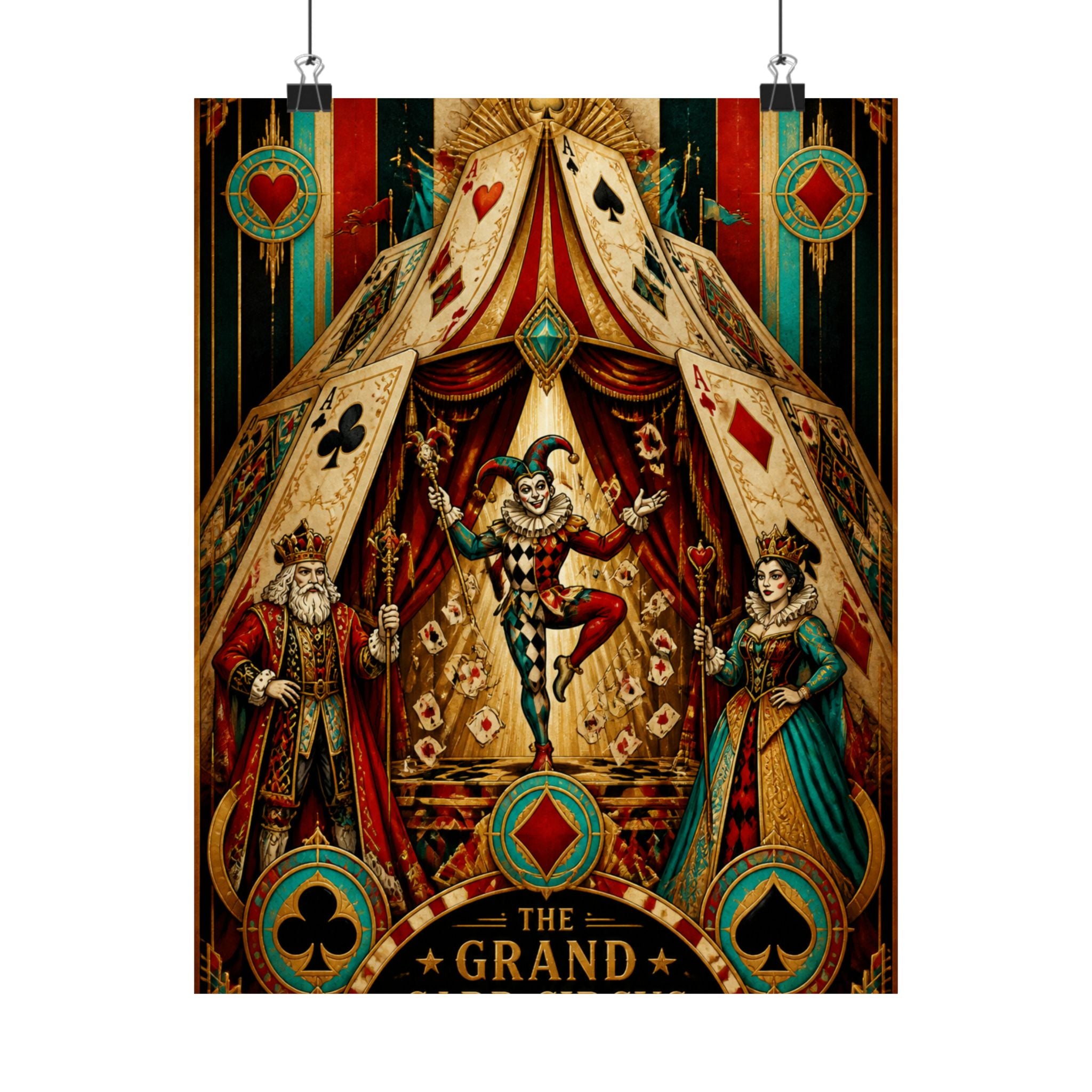 Playing Cards Tent Wall Art Poster 18×24 Art Deco Entryway Decor Maximalist Print