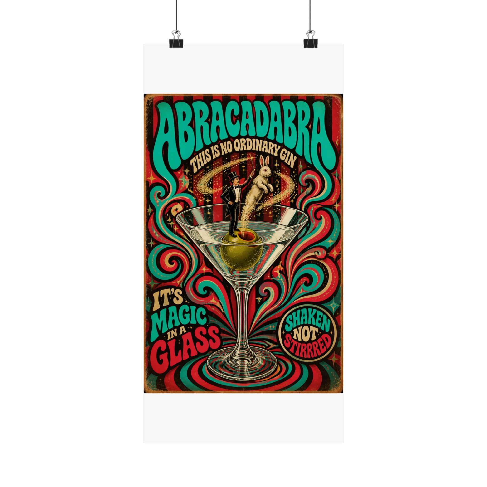 Martini Magician Wall Art Poster 24×36 Psychedelic Dining Room Decor Maximalist Print