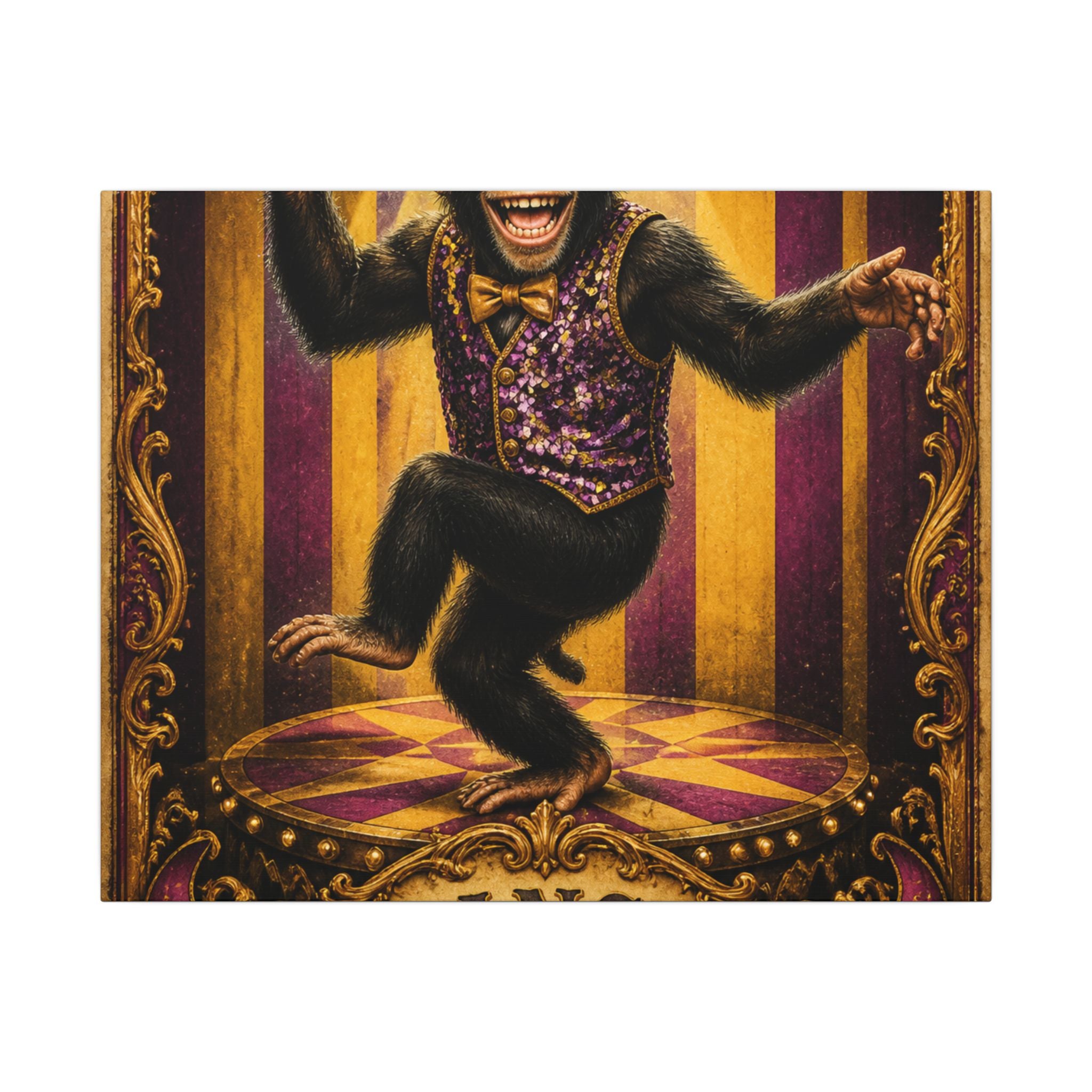 Dancing Monkey Wall Art Canvas 24×36 Baroque Studio Decor Maximalist Print