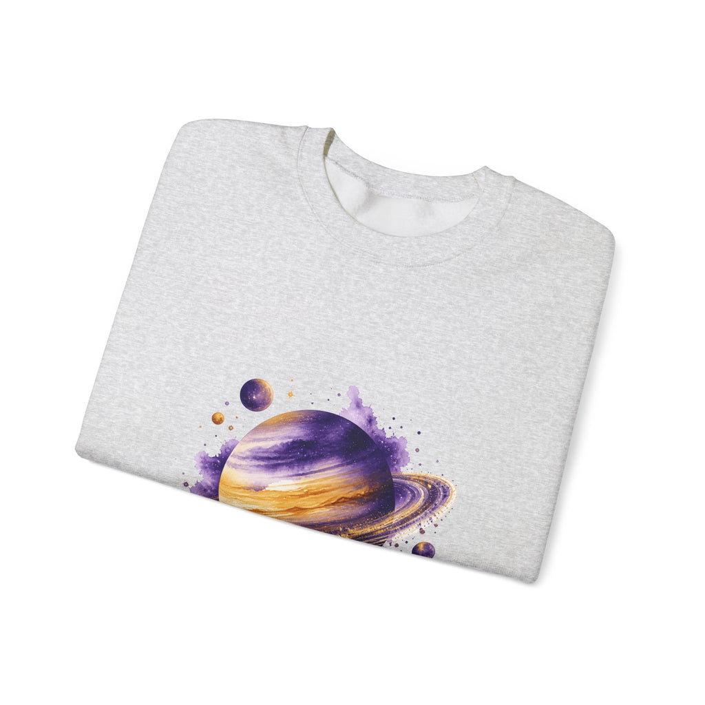 Matching Couple Sweatshirt - Astronaut & Planet Matching Couple Comfort Colors Crew Watercolor Art His Hers Birthday Gift - Design B