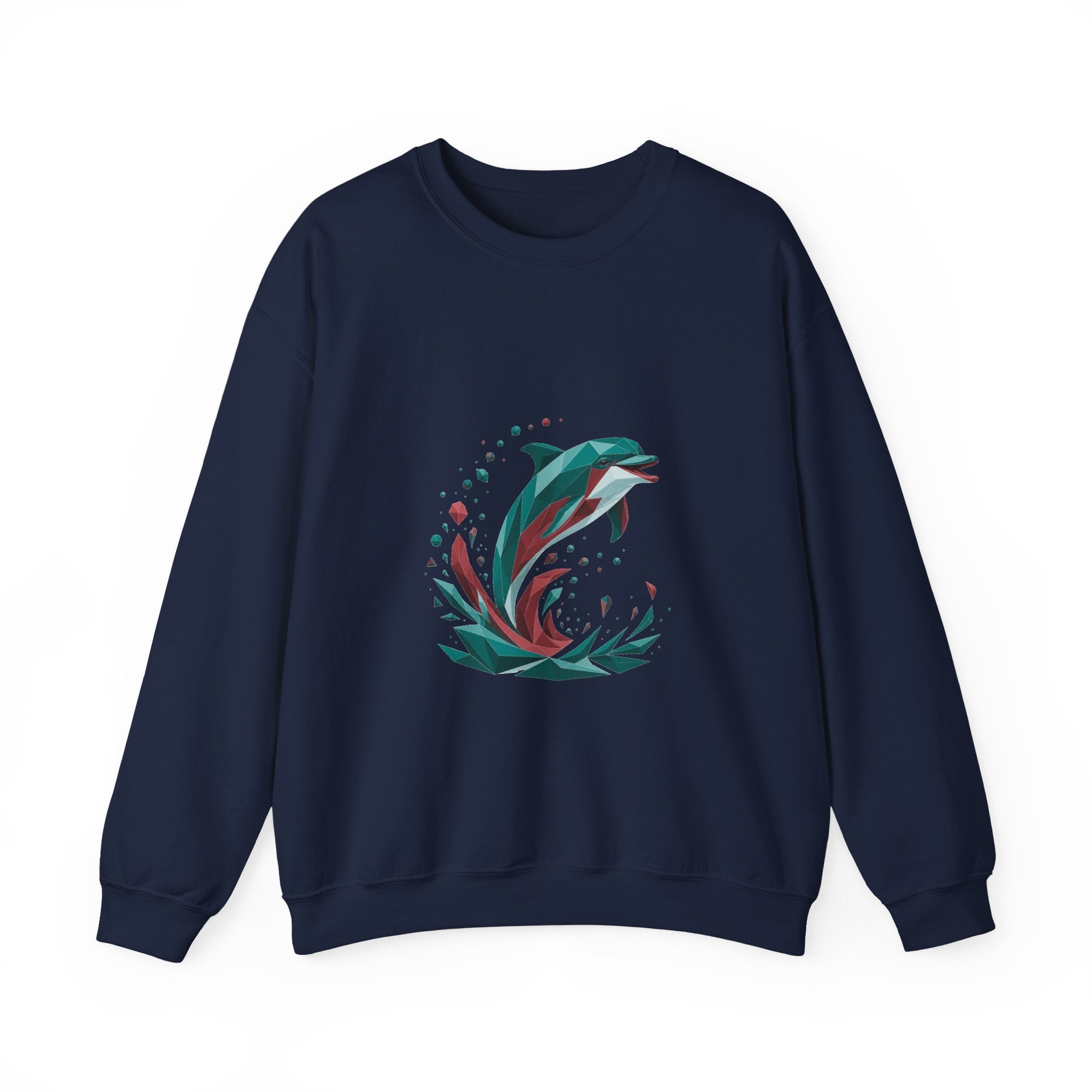 Matching Couple Sweatshirt - Shark & Dolphin Matching Couple Comfort Colors Crew Geometric Art His Hers Love Gift - Design B