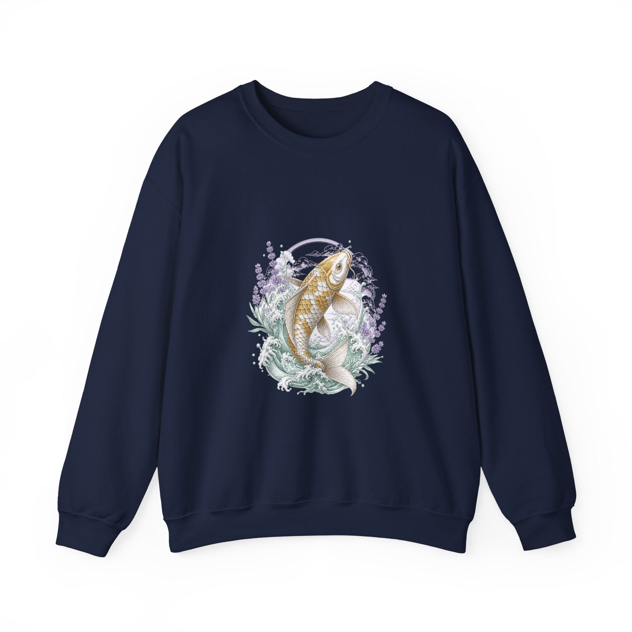 Matching Couple Sweatshirt - Koi Fish Yin Yang Matching Couple Crewneck Sweatshirt Vintage Art His Hers Wedding Gift - Design A