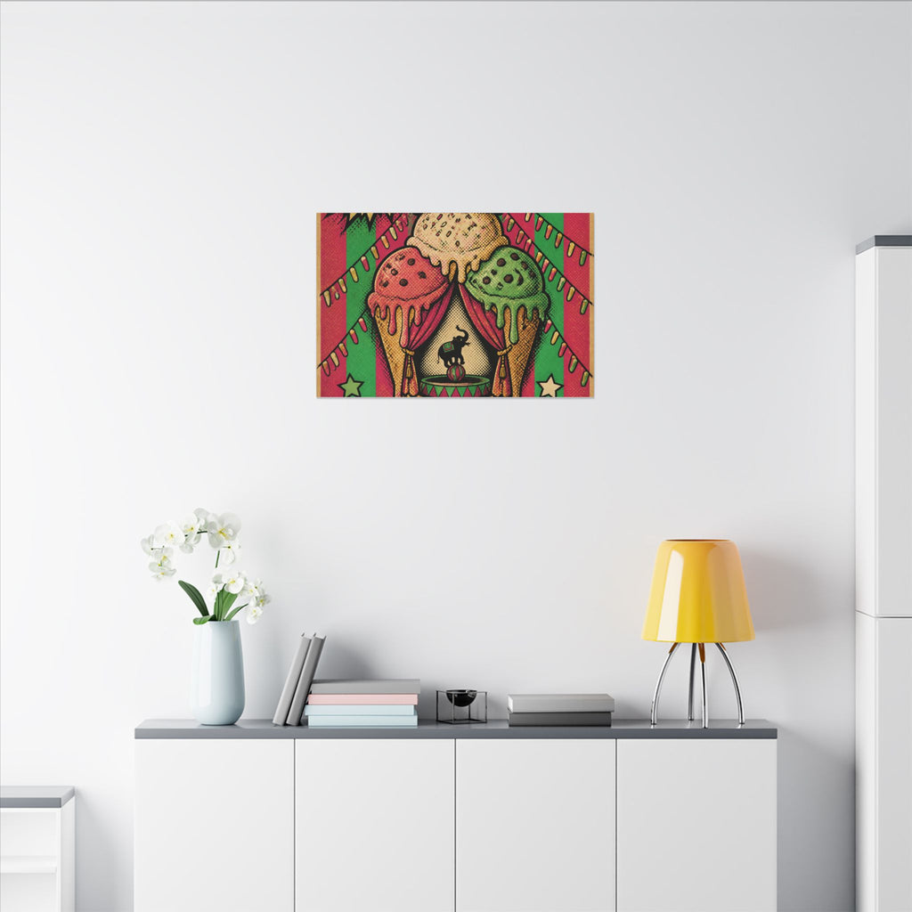 Ice Cream Cone Circus Tent Wall Art Canvas 16×20 Pop Art Living Room Decor Maximalist Print