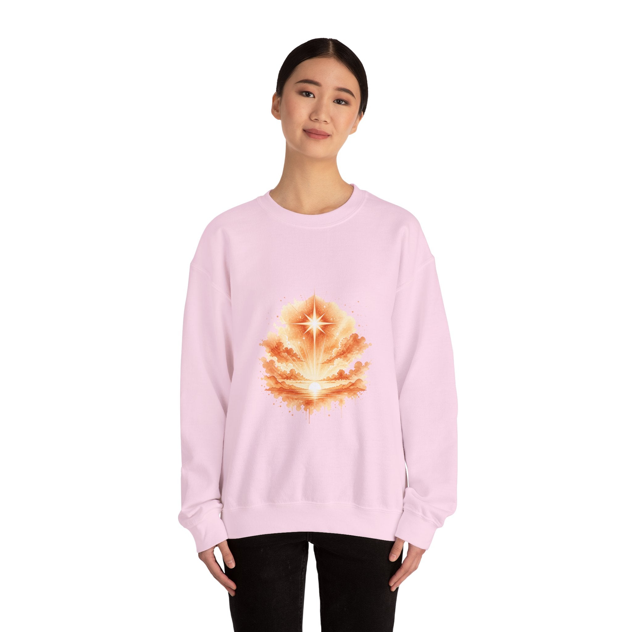 Matching Couple Sweatshirt - Evening & Morning Star Matching Couple Premium Fleece Sweatshirt Watercolor Art His Hers Birthday Gift - Design B
