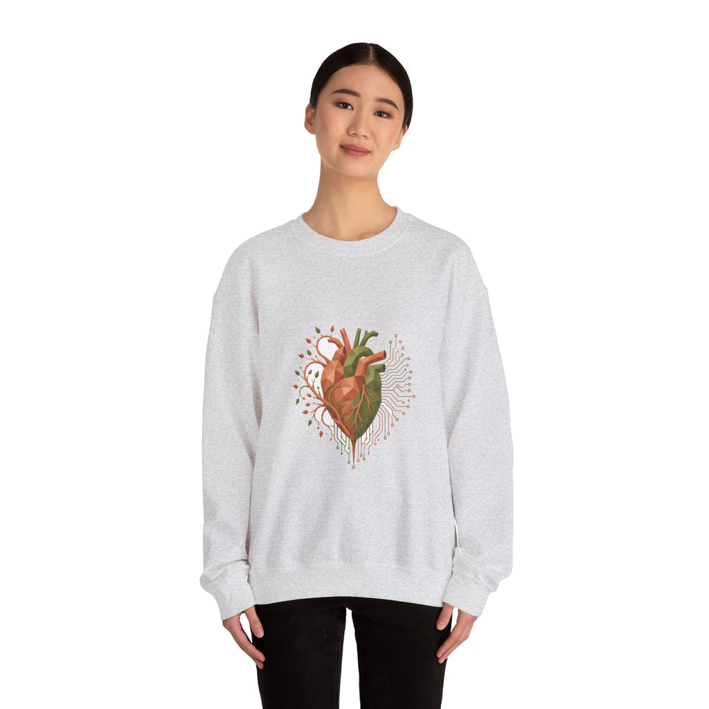 Matching Couple Sweatshirt - Robot & Heart Matching Couple Crewneck Sweatshirt Geometric Art His Hers Couple Gift - Design B