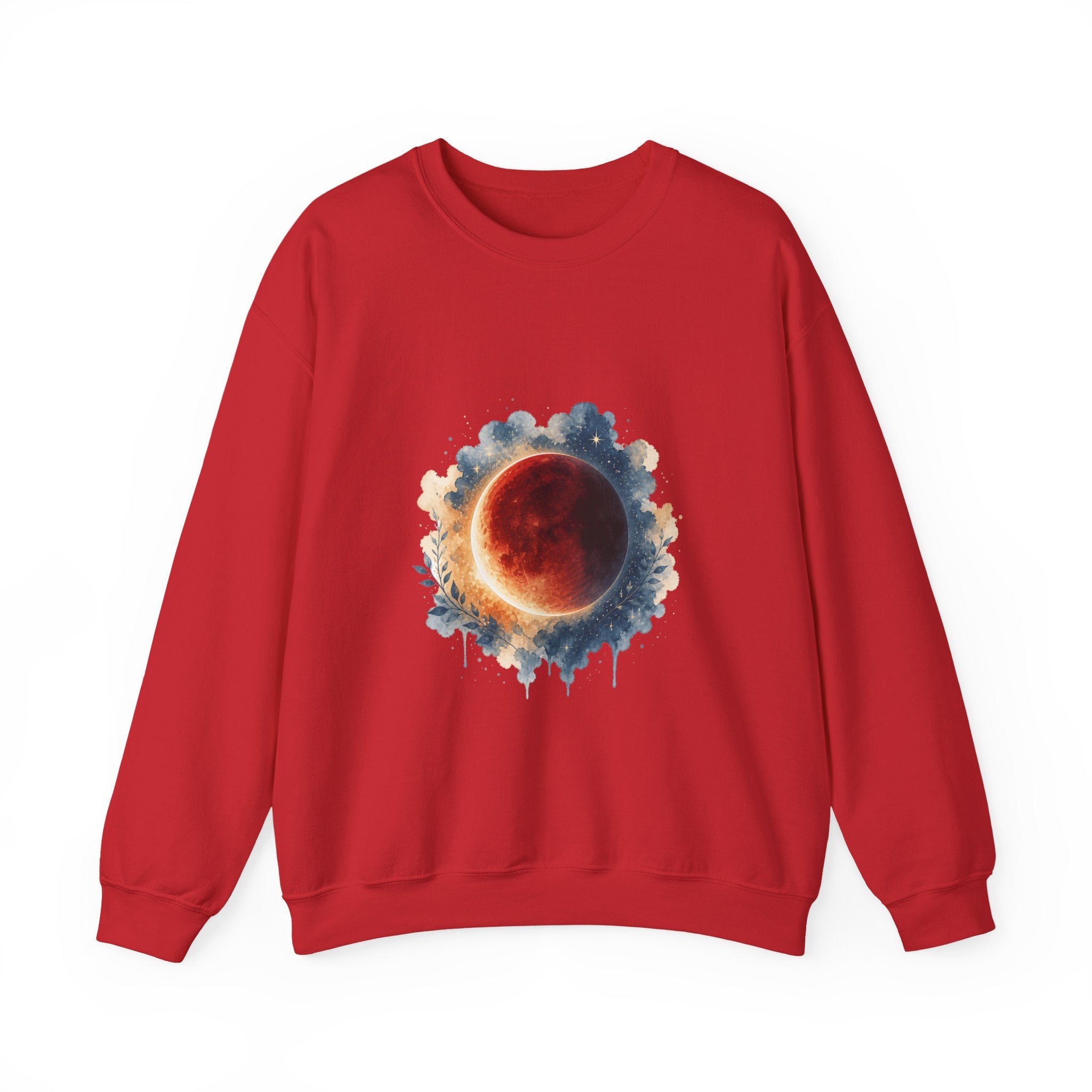 Matching Couple Sweatshirt - Solar & Lunar Eclipse Matching Couple Comfort Colors Crew Watercolor Art His Hers Birthday Gift - Design B