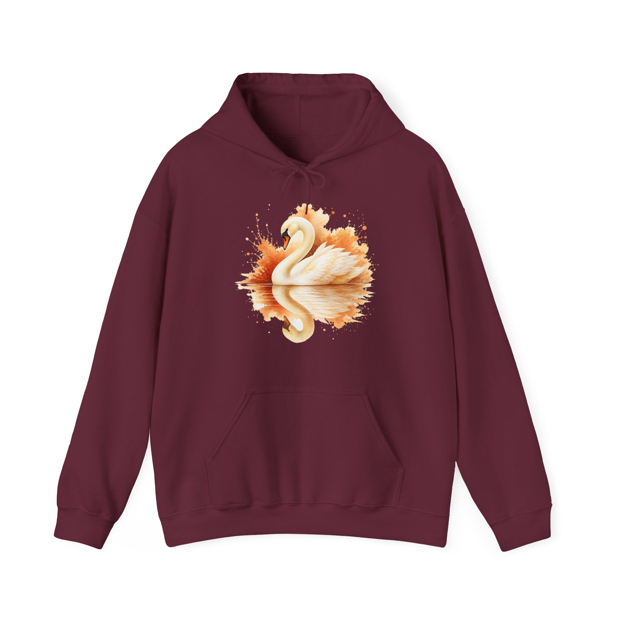 Matching Couple Sweatshirt - Raven & Swan Matching Couple Hooded Sweatshirt Watercolor Art His Hers Engagement Gift - Design B