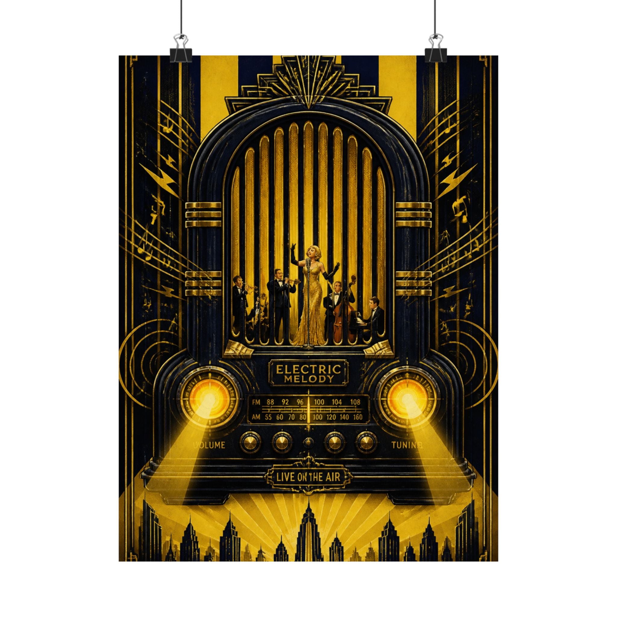 Vintage Radio Stage Wall Art Poster 18×24 Art Deco Entryway Decor Maximalist Print