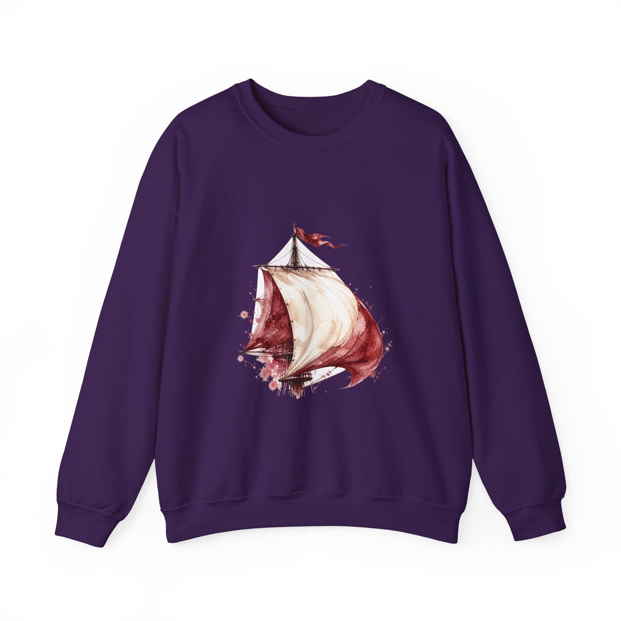 Matching Couple Sweatshirt - Anchor & Sail Matching Couple Comfort Colors Crew Watercolor Art His Hers Birthday Gift - Design B