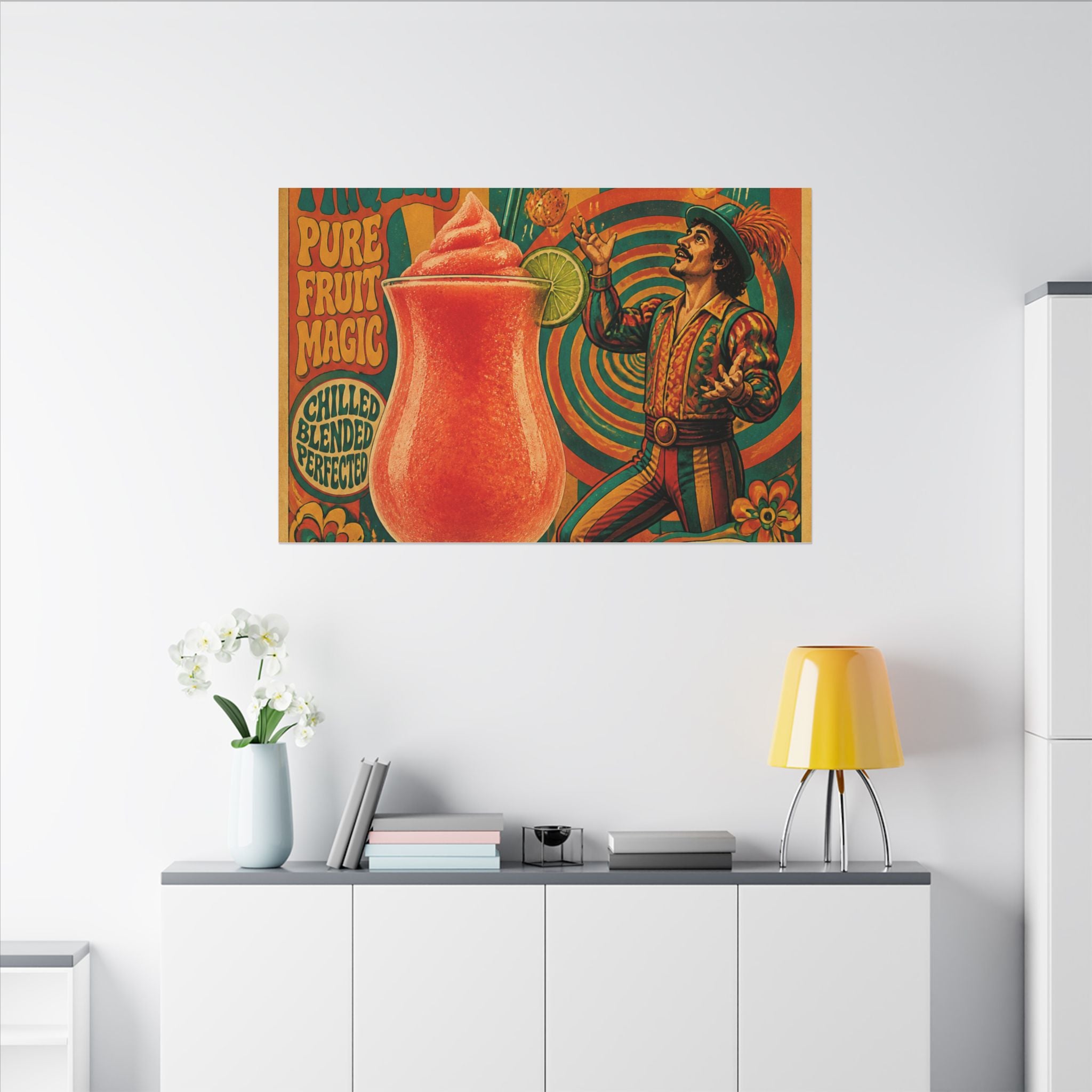 Daiquiri Fruit Juggler Wall Art Canvas 16×20 Psychedelic Cafe Decor Maximalist Print
