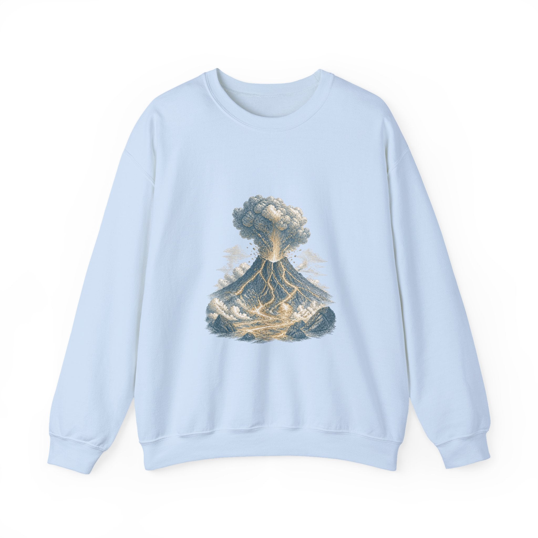 Matching Couple Sweatshirt - Volcano & Glacier Matching Couple Premium Fleece Sweatshirt Vintage Art His Hers Honeymoon Gift - Design A