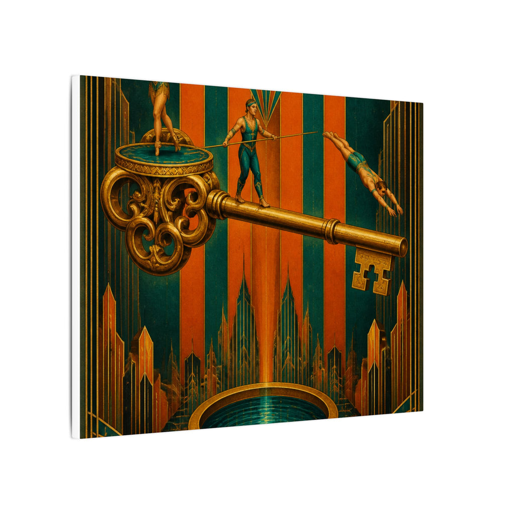 Giant Key Performance Wall Art Canvas 16×20 Art Deco Entryway Decor Maximalist Print