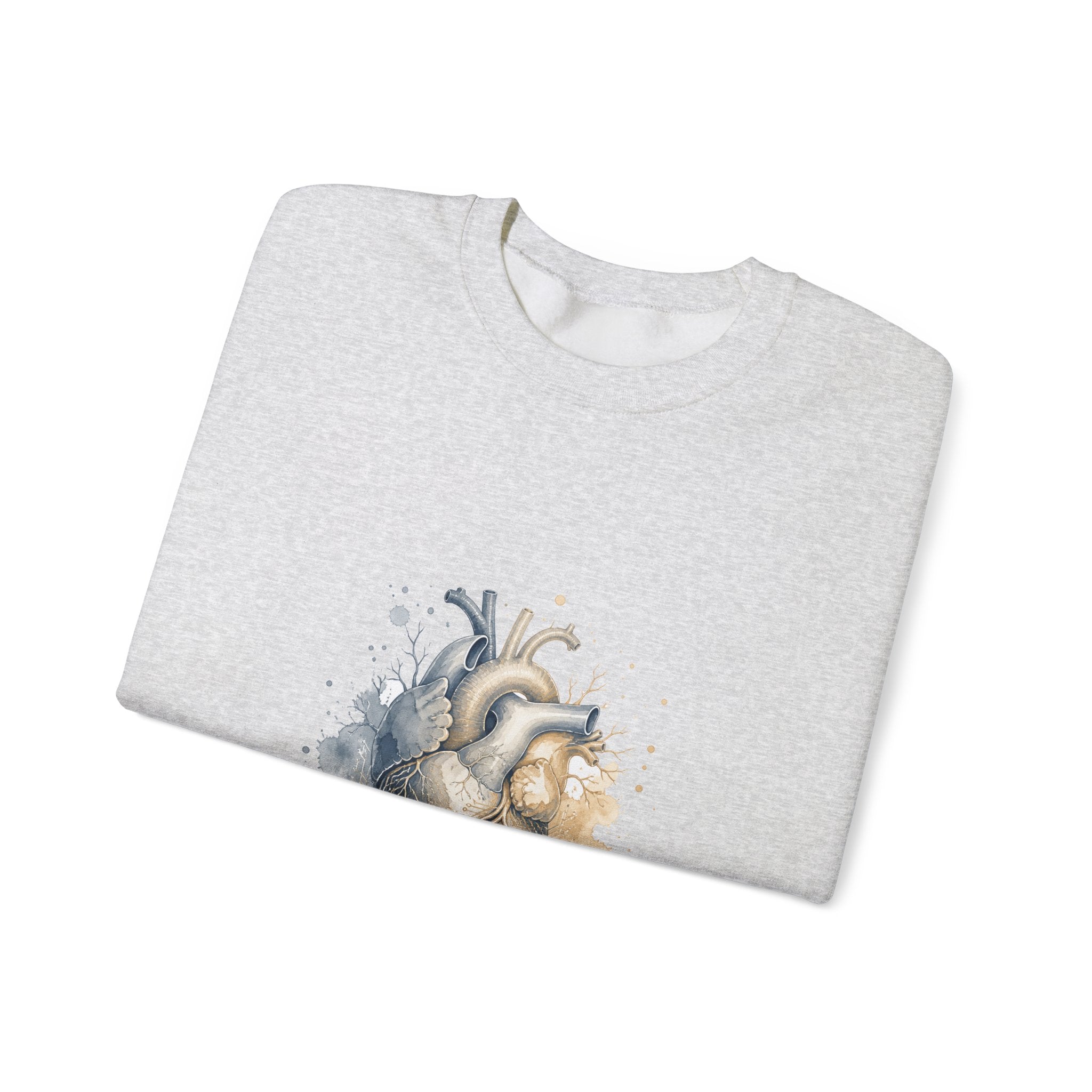 Matching Couple Sweatshirt - Robot & Heart Matching Couple Comfort Colors Crew Watercolor Art His Hers Birthday Gift - Design B
