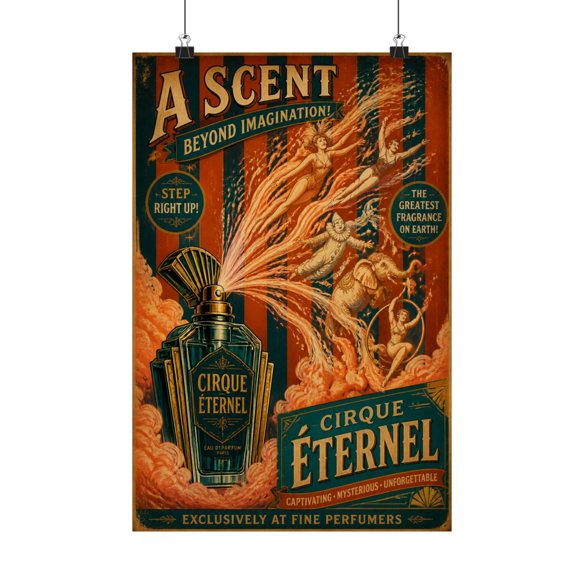 Perfume Bottle Fountain Wall Art Poster 24×36 Vintage Circus Bedroom Decor Maximalist Print