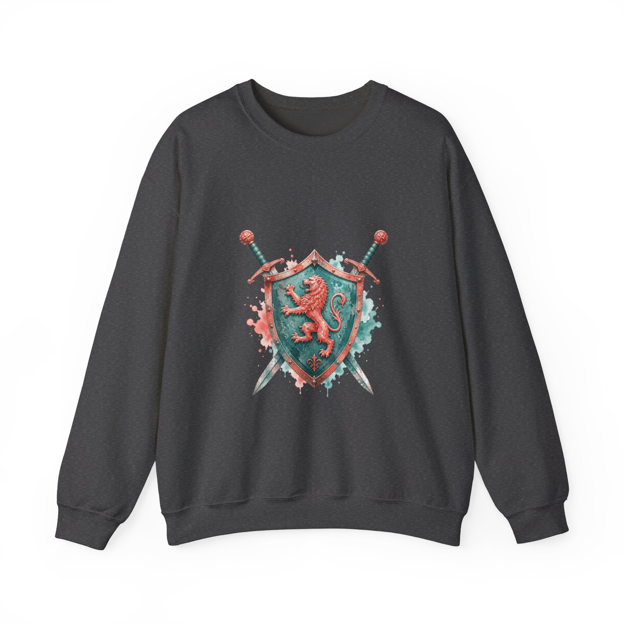 Matching Couple Sweatshirt - Crown & Shield Matching Couple Comfort Colors Crew Watercolor Art His Hers Birthday Gift - Design B