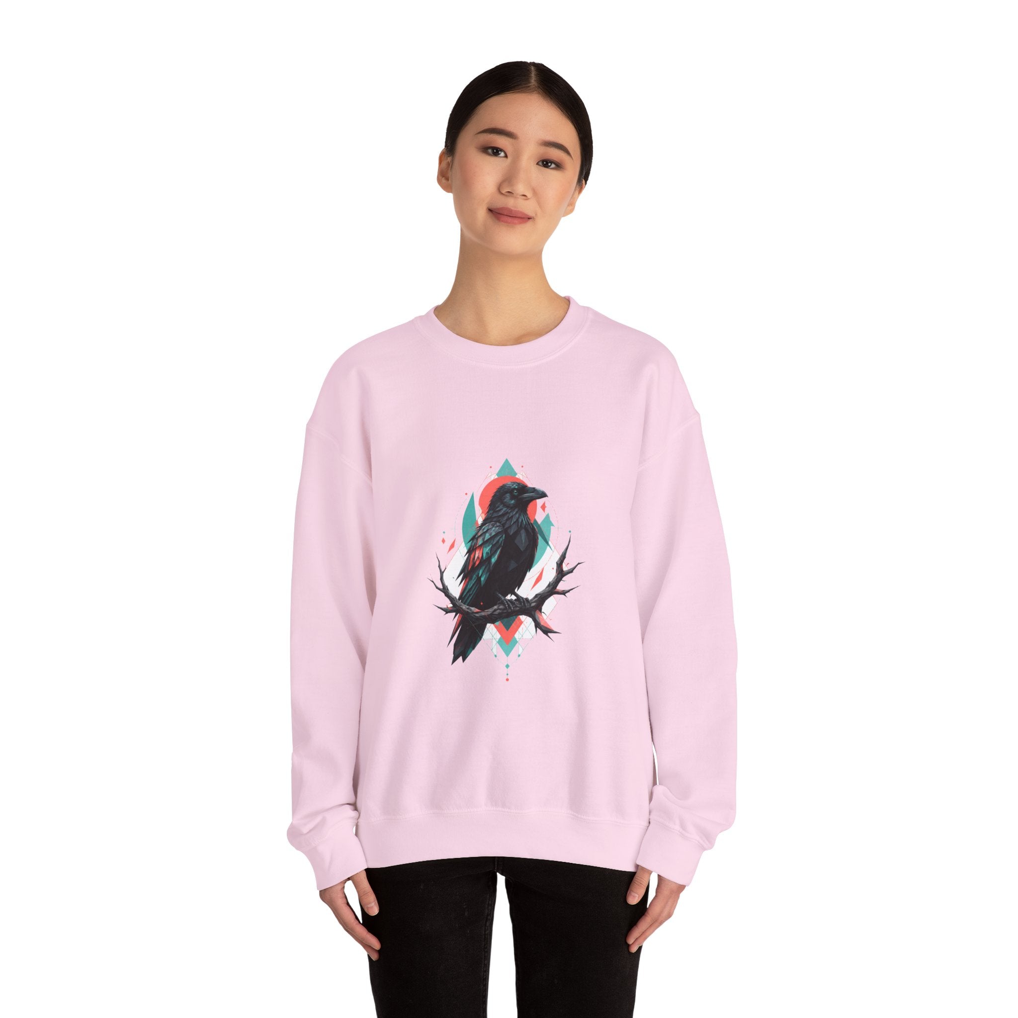 Matching Couple Sweatshirt - Raven & Swan Matching Couple Crewneck Sweatshirt Geometric Art His Hers Couple Gift - Design A