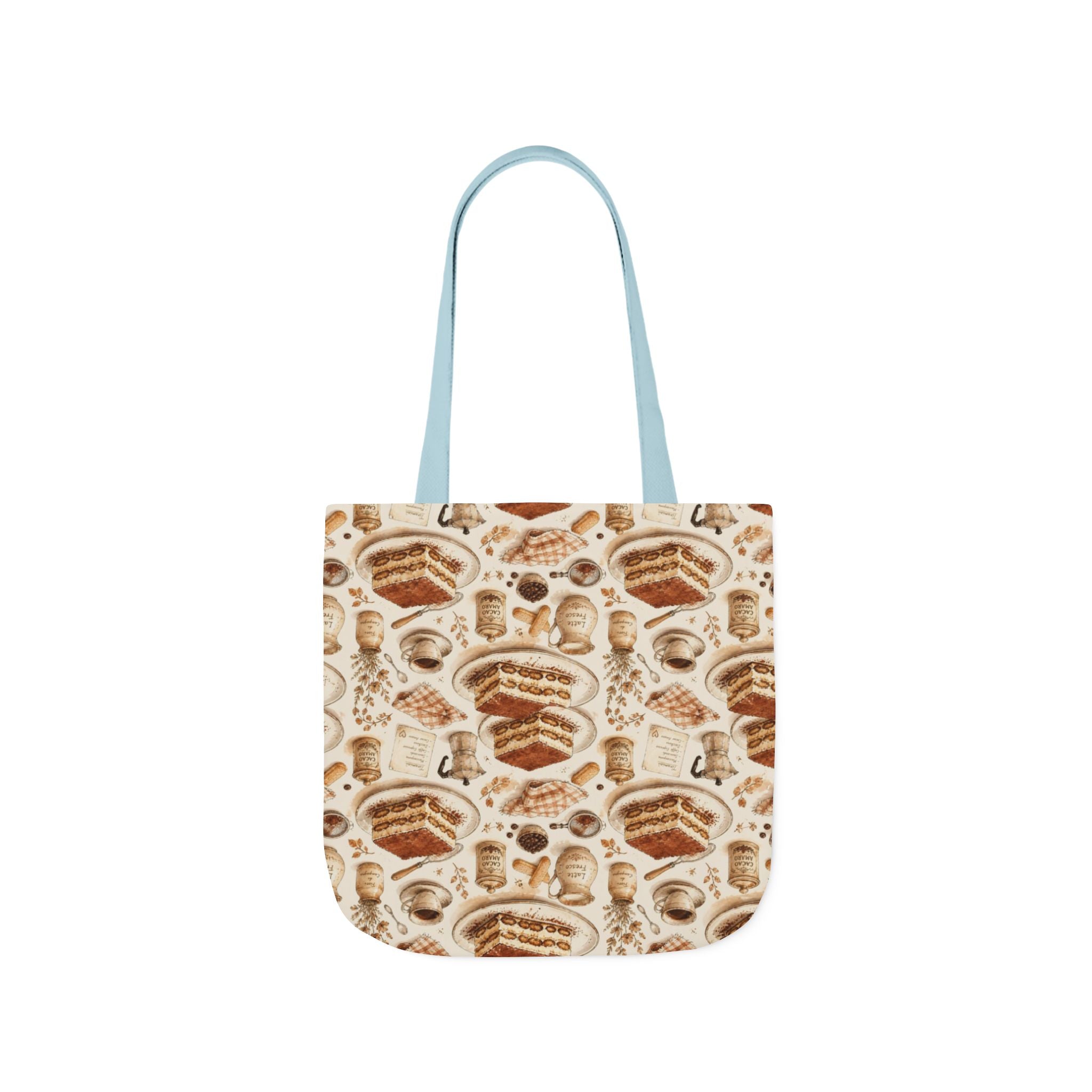 Tiramisu Layers Canvas Tote Bag Mediterranean Kitchen Watercolor Design Italian Cottagecore Gift