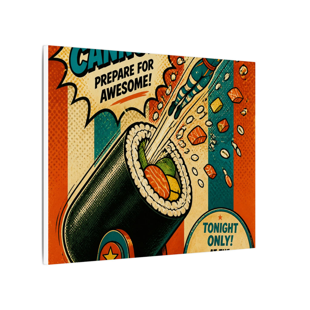 Sushi Roll Cannon Wall Art Canvas 16×20 Pop Art Living Room Decor Maximalist Print