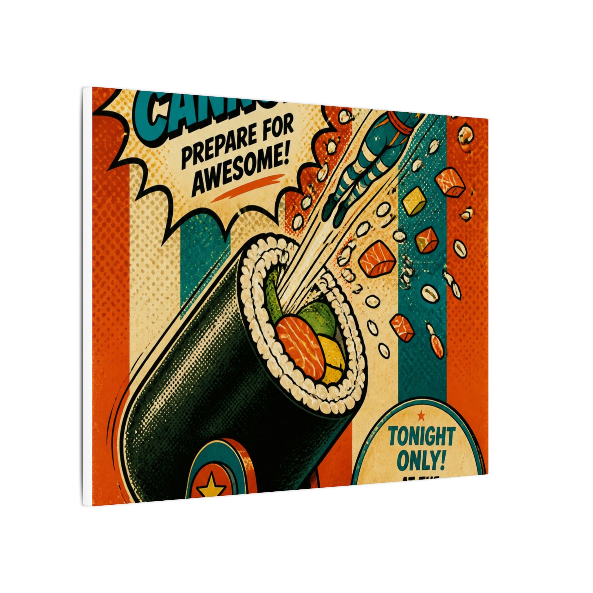 Sushi Roll Cannon Wall Art Canvas 16×20 Pop Art Living Room Decor Maximalist Print