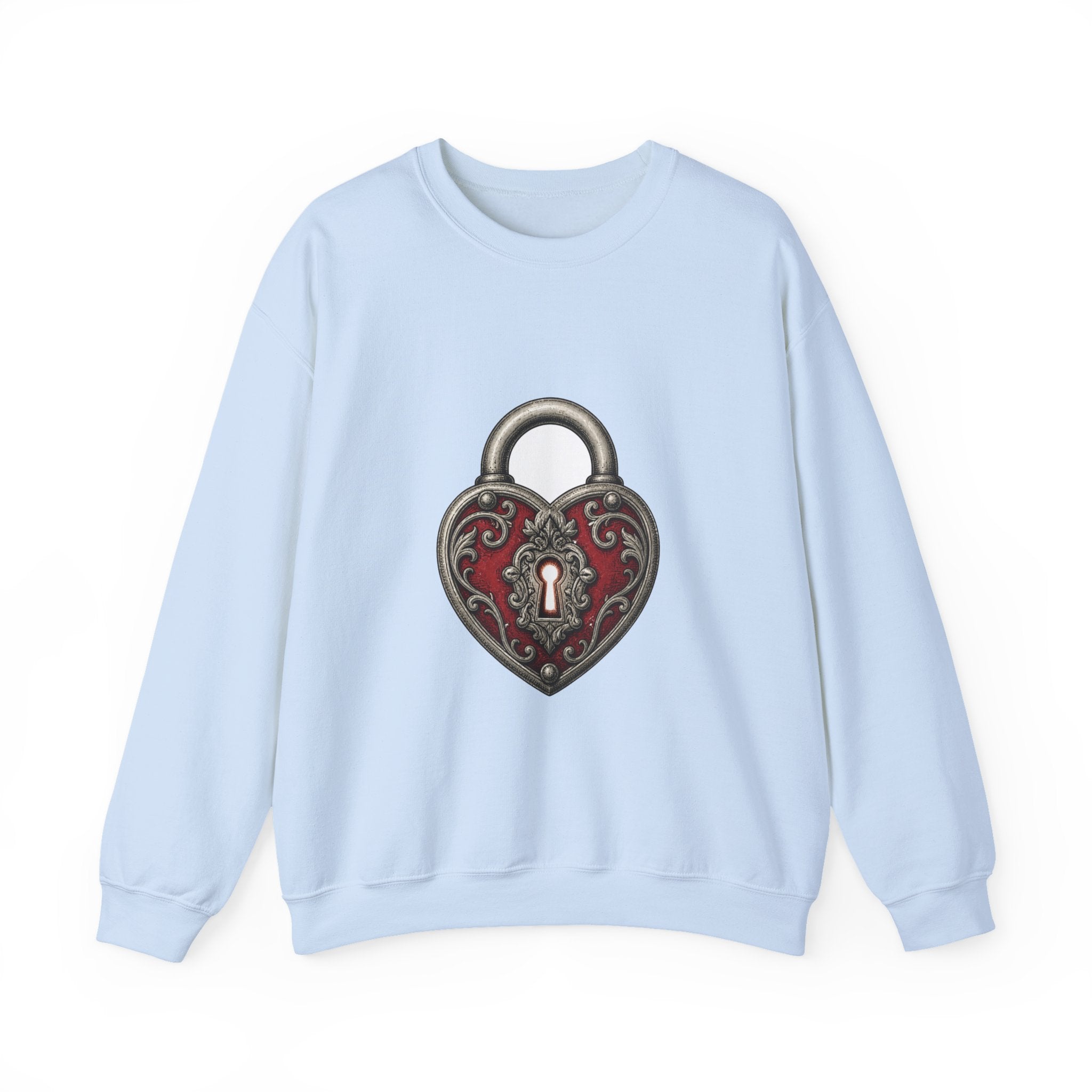 Matching Couple Sweatshirt - Key & Lock Matching Couple Comfort Colors Crew Hand-Drawn Art His Hers Anniversary Gift - Design B