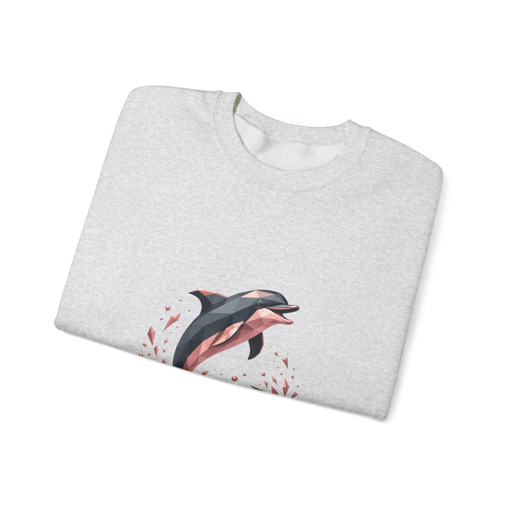 Matching Couple Sweatshirt - Shark & Dolphin Matching Couple Premium Fleece Sweatshirt Geometric Art His Hers Love Gift - Design B