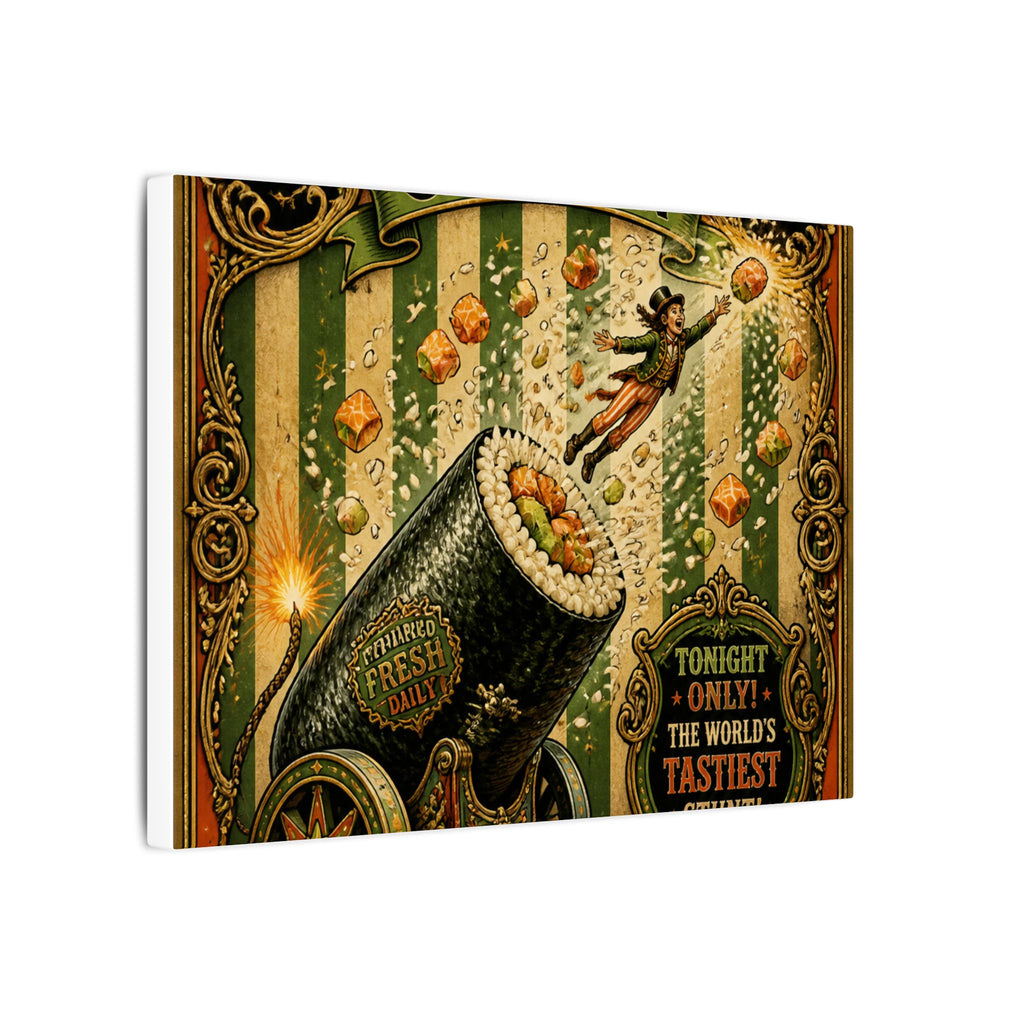 Sushi Roll Cannon Wall Art Canvas 16×20 Baroque Home Office Decor Maximalist Print
