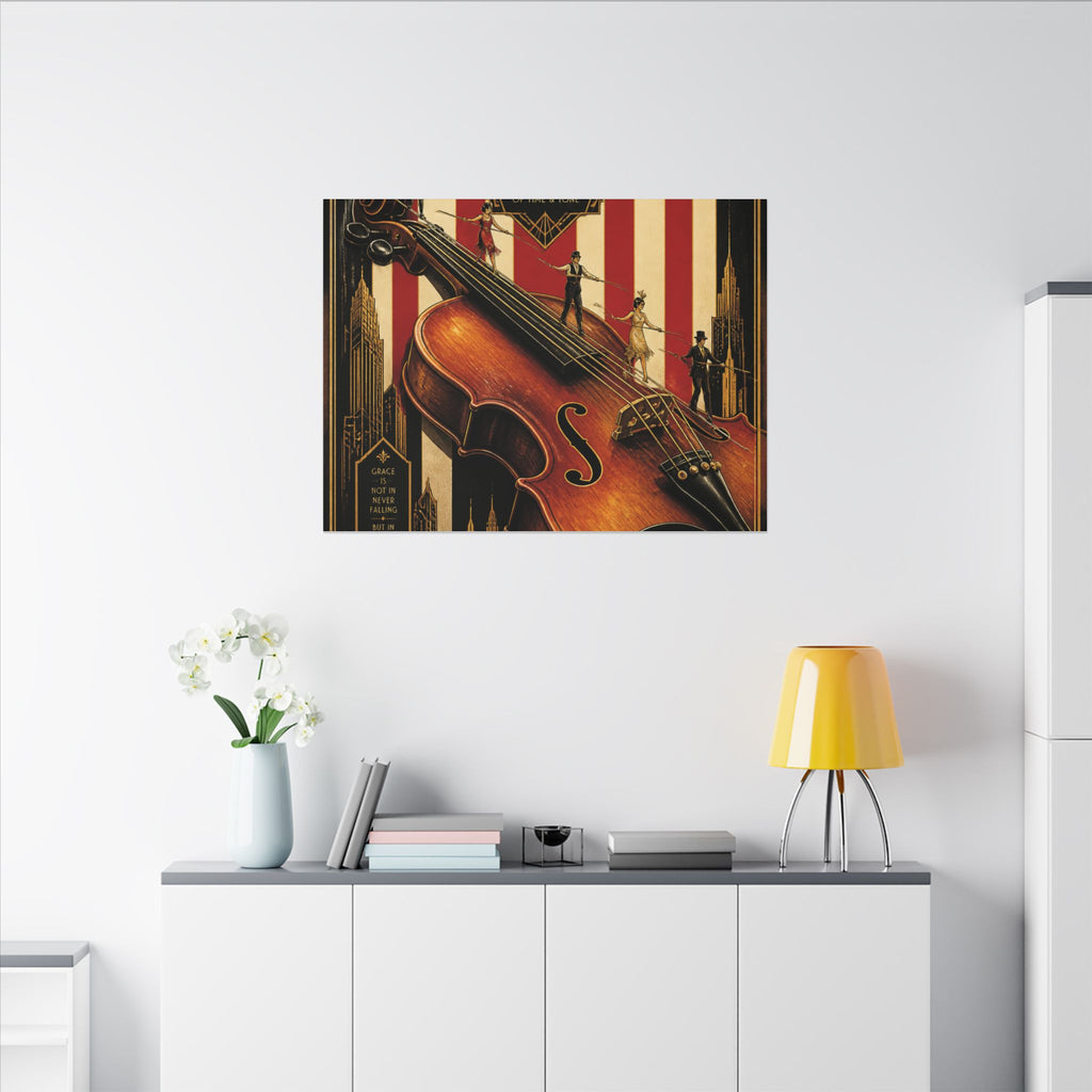 Violin Tightrope Bridge Wall Art Canvas 16×20 Art Deco Entryway Decor Maximalist Print