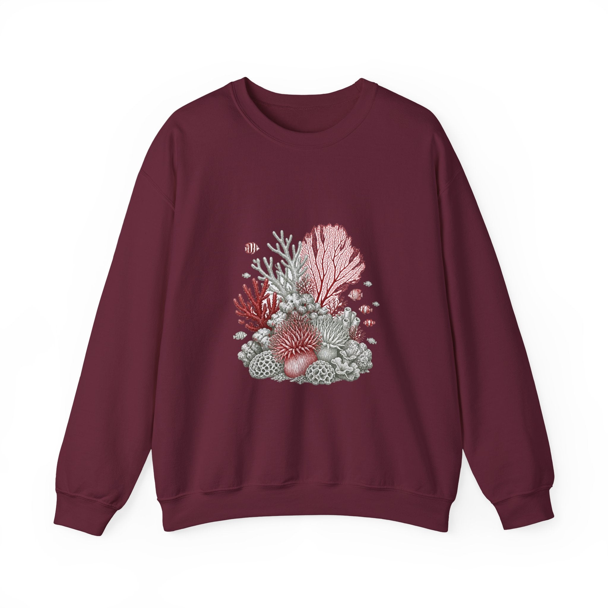 Matching Couple Sweatshirt - Coral Reef & Deep Sea Matching Couple Comfort Colors Crew Hand-Drawn Art His Hers Anniversary Gift - Design A