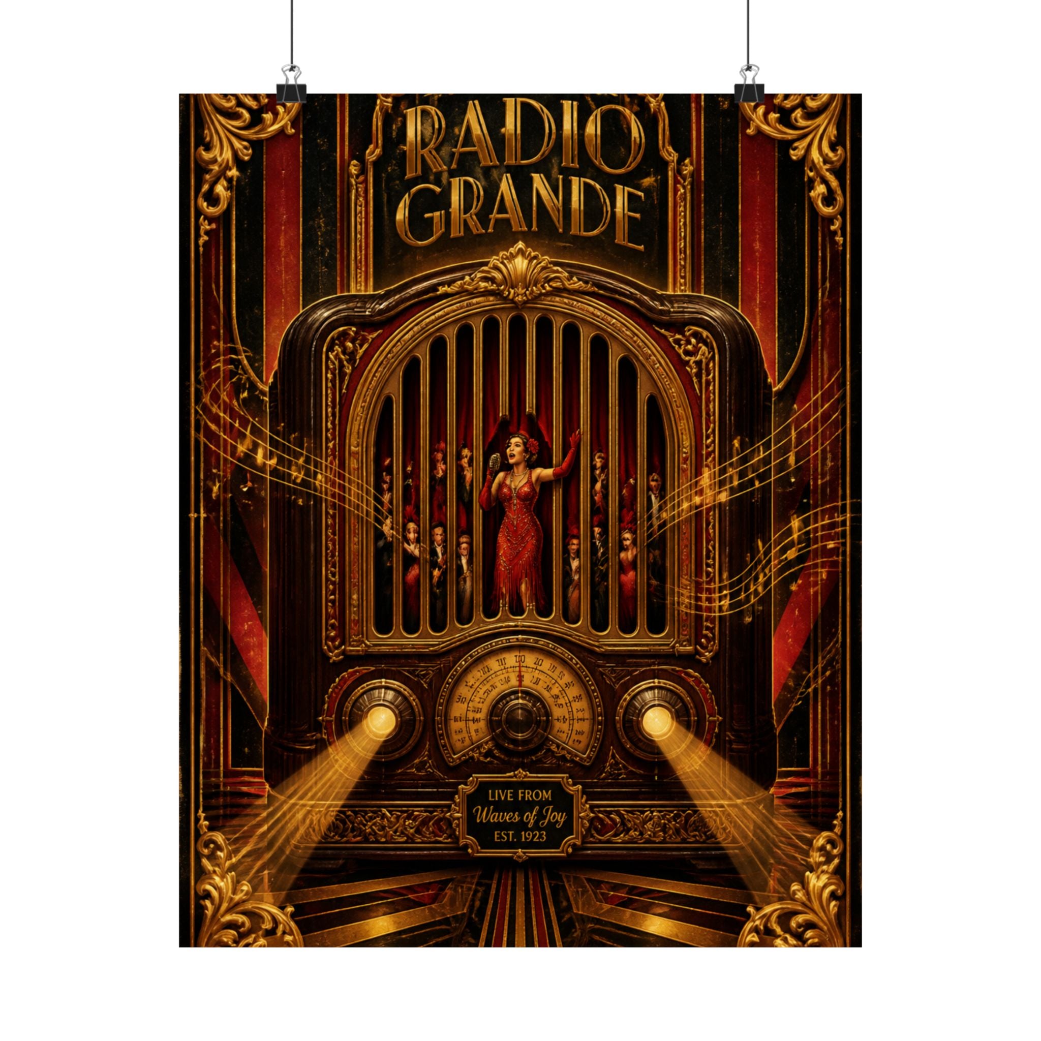 Vintage Radio Stage Wall Art Poster 18×24 Baroque Home Office Decor Maximalist Print