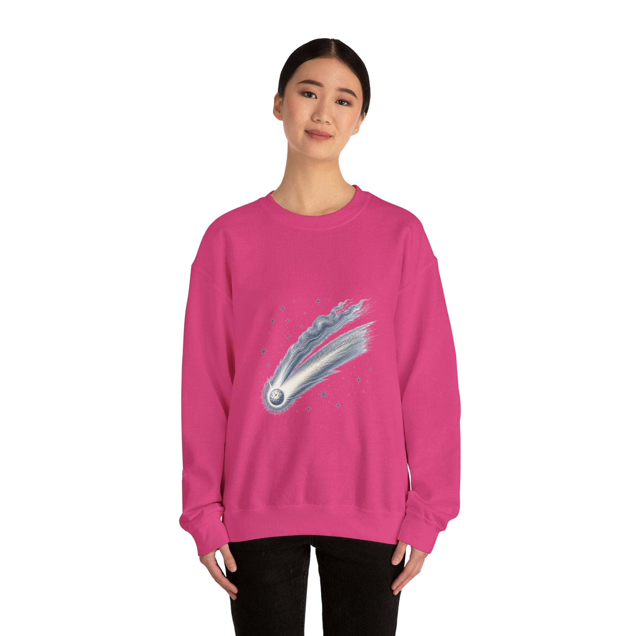Matching Couple Sweatshirt - Comet & Asteroid Matching Couple Premium Fleece Sweatshirt Vintage Art His Hers Honeymoon Gift - Design A