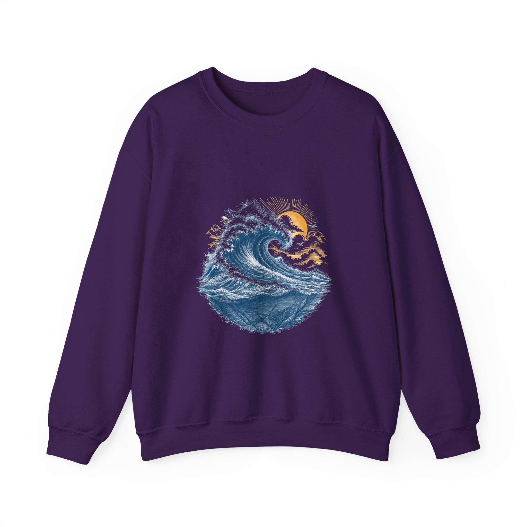 Matching Couple Sweatshirt - Mountain & Ocean Matching Couple Premium Fleece Sweatshirt Vintage Art His Hers Honeymoon Gift - Design B