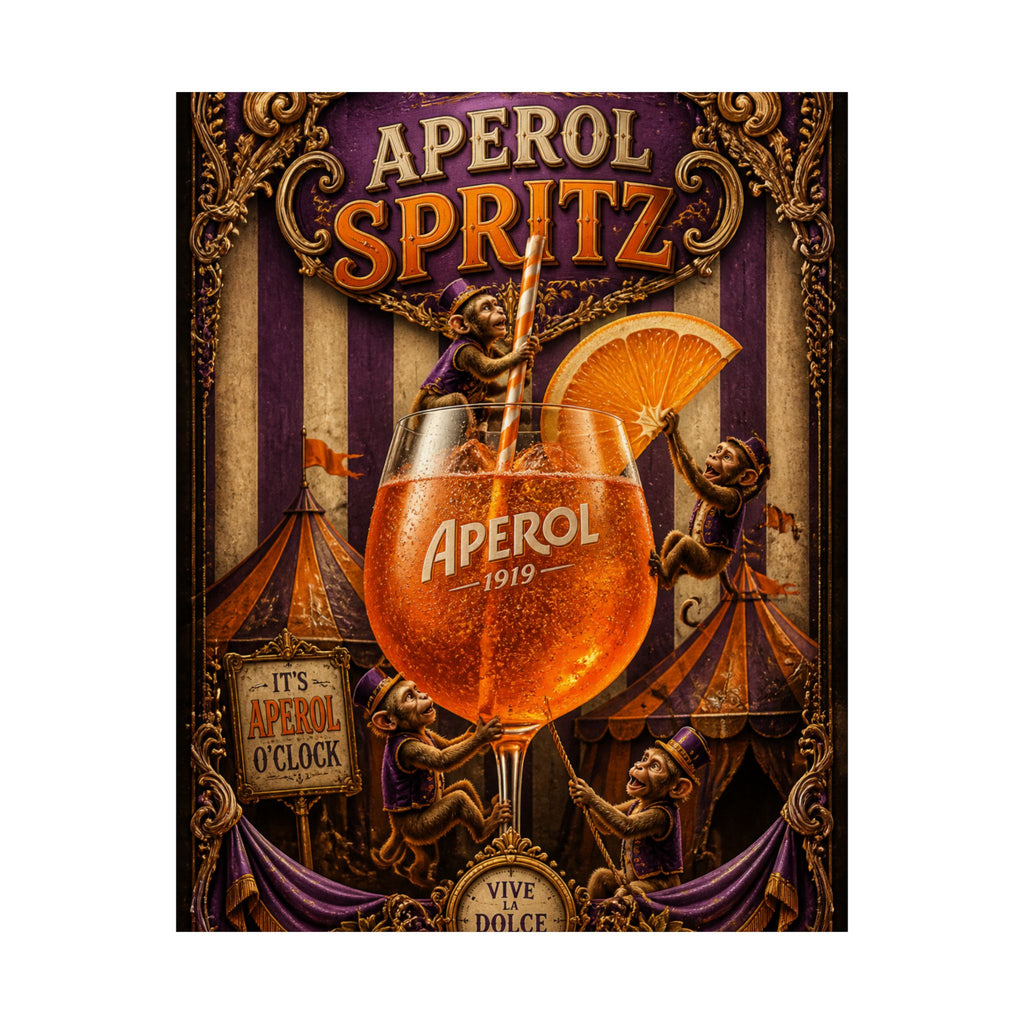 Aperol Spritz Monkeys Wall Art Poster 24×36 Baroque Studio Decor Maximalist Print