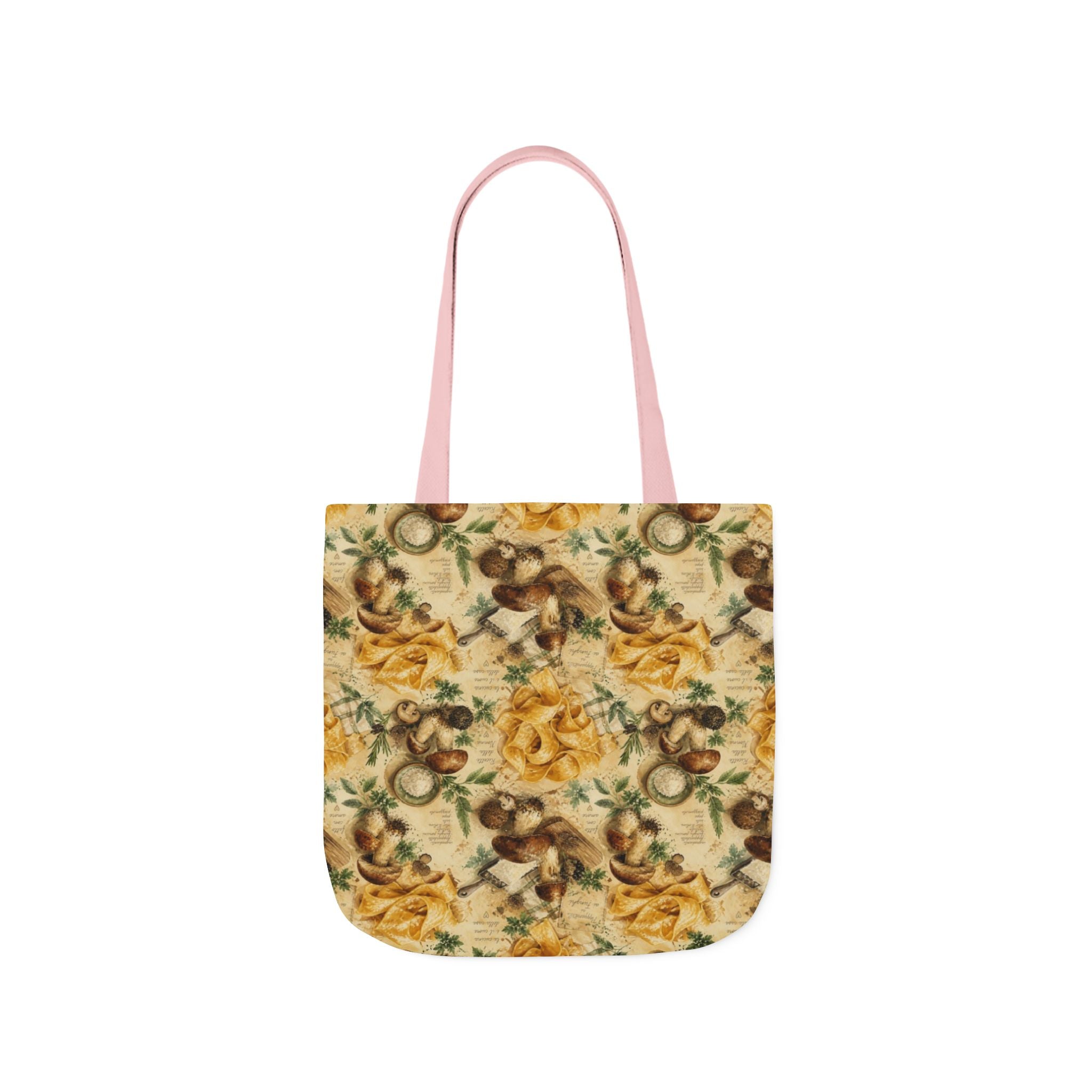 Pappardelle Ribbons Canvas Tote Bag Mediterranean Kitchen Watercolor Splash Design Italian Cottagecore Gift