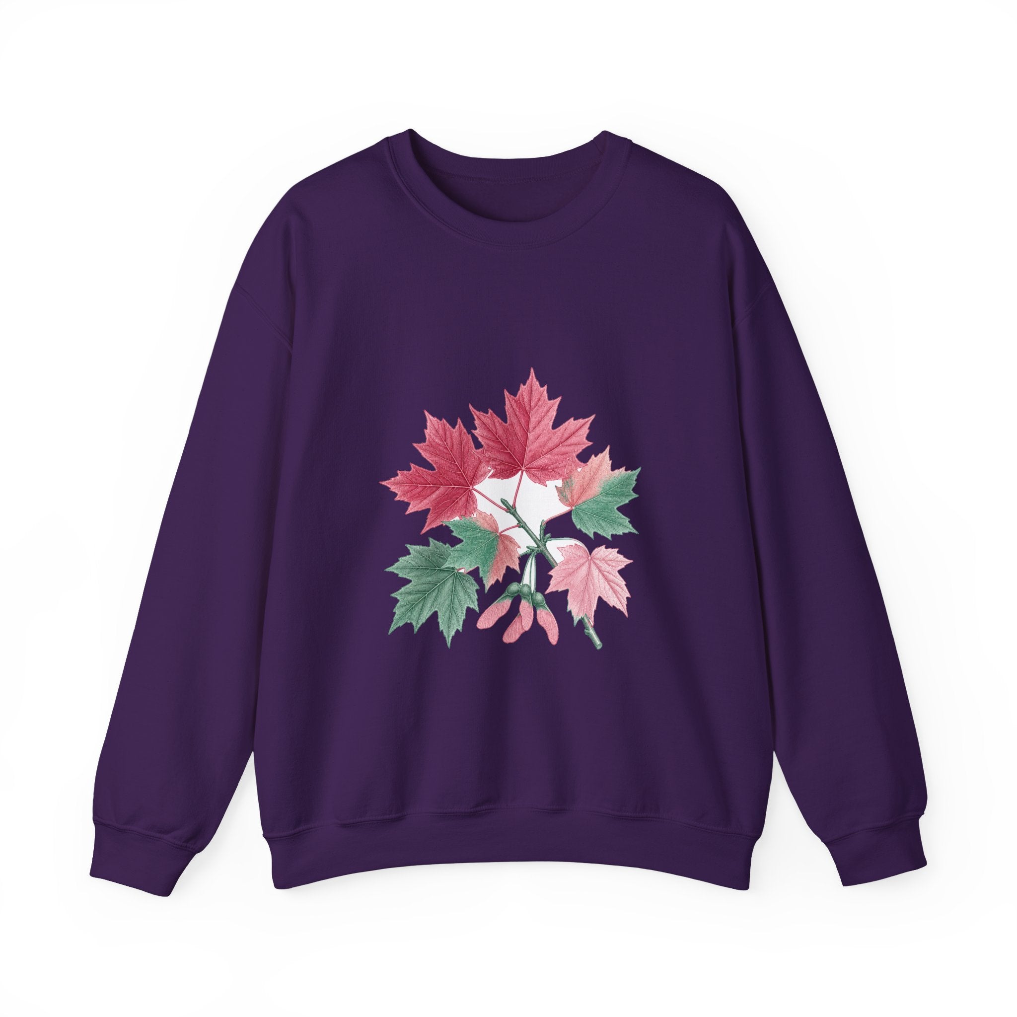 Matching Couple Sweatshirt - Cherry Blossom & Maple Leaf Matching Couple Premium Fleece Sweatshirt Vintage Art His Hers Honeymoon Gift - Design B