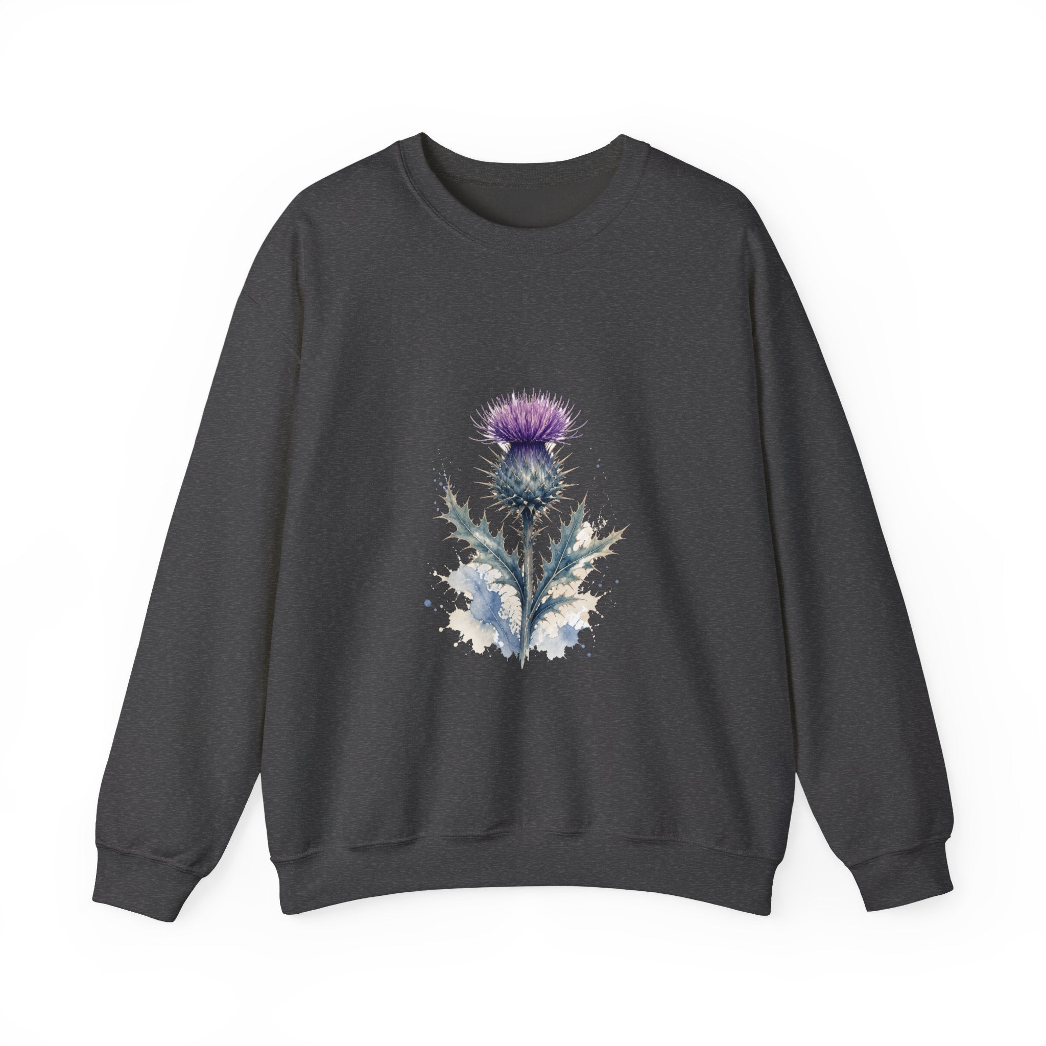 Matching Couple Sweatshirt - Lavender & Thistle Matching Couple Premium Fleece Sweatshirt Watercolor Art His Hers Birthday Gift - Design B