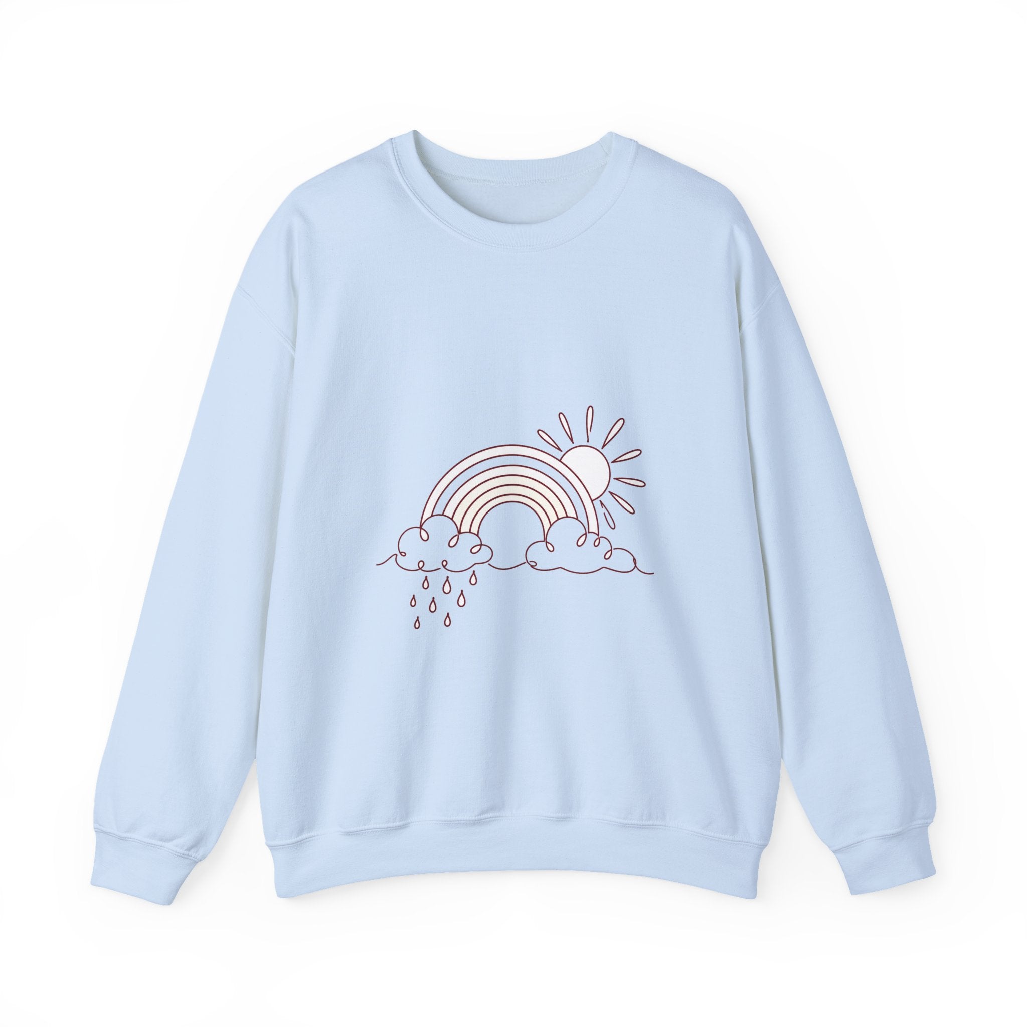 Matching Couple Sweatshirt - Storm & Rainbow Matching Couple Crewneck Sweatshirt Minimalist Art His Hers Valentine Gift - Design B