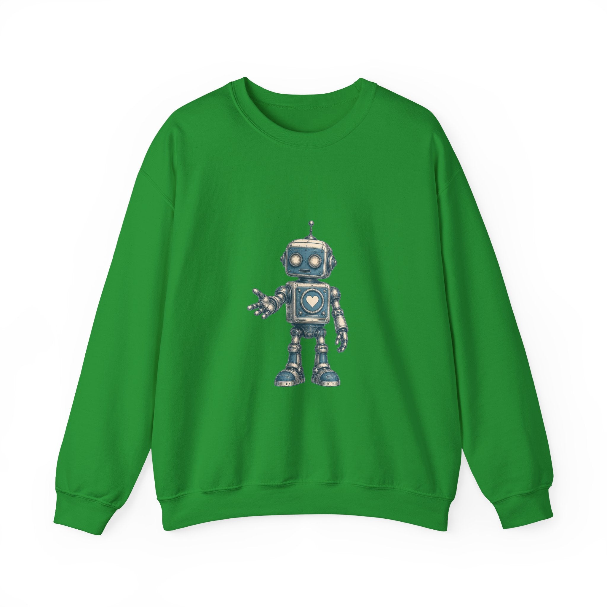 Matching Couple Sweatshirt - Robot & Heart Matching Couple Premium Fleece Sweatshirt Vintage Art His Hers Honeymoon Gift - Design A