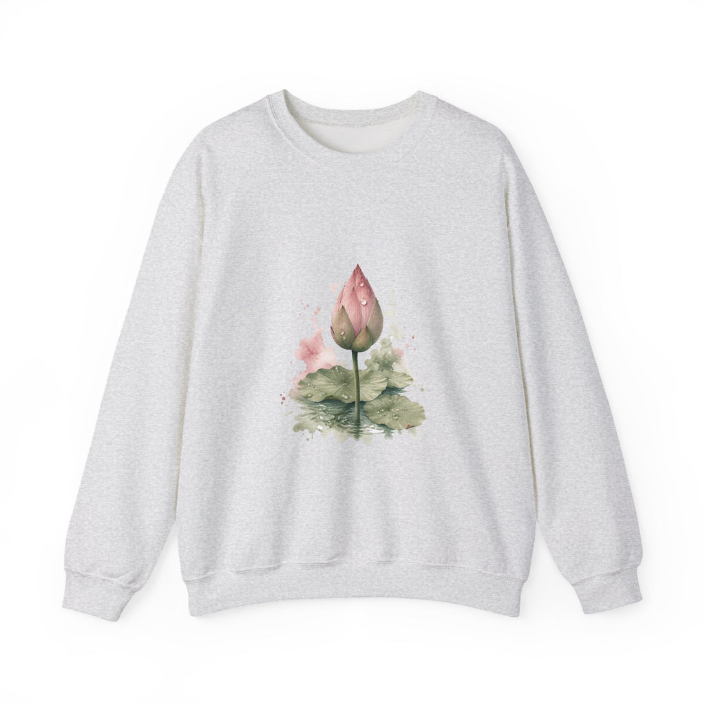 Matching Couple Sweatshirt - Open & Closed Lotus Matching Couple Premium Fleece Sweatshirt Watercolor Art His Hers Birthday Gift - Design B