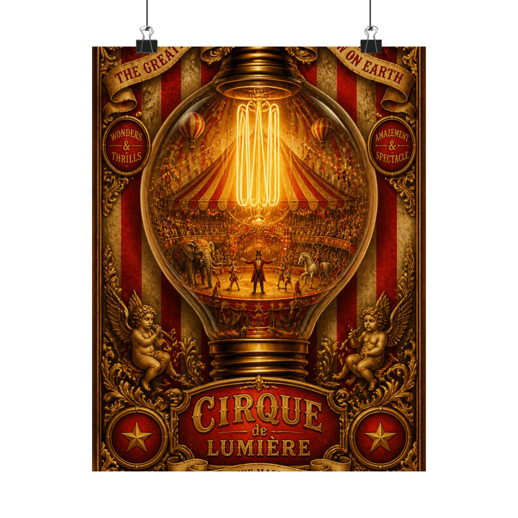 Light Bulb Circus Wall Art Poster 24×36 Baroque Studio Decor Maximalist Print