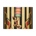 Macaron Balancing Tower Wall Art Canvas 24×36 Art Deco Bar Area Decor Maximalist Print
