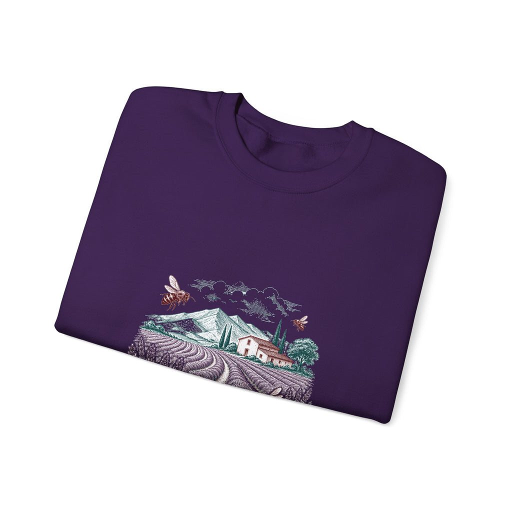 Matching Couple Sweatshirt - Lavender Fields & Canyon Matching Couple Crewneck Sweatshirt Hand-Drawn Art His Hers Best Friend Gift - Design A