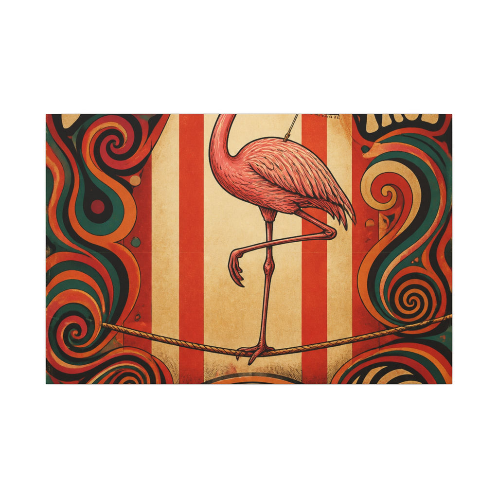 Flamingo Tightrope Wall Art Canvas 24×36 Psychedelic Dining Room Decor Maximalist Print