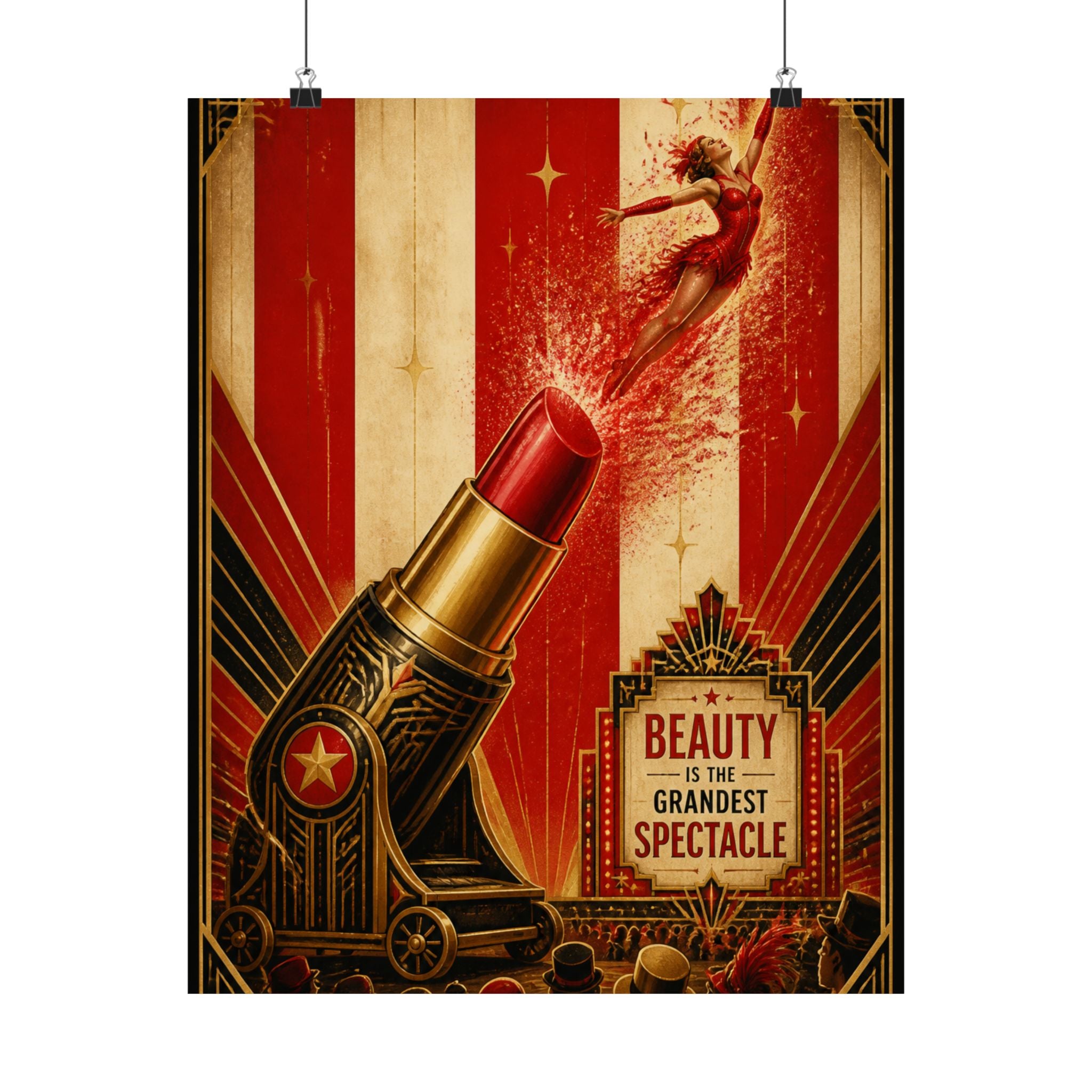 Lipstick Cannon Wall Art Poster 24×36 Art Deco Bar Area Decor Maximalist Print